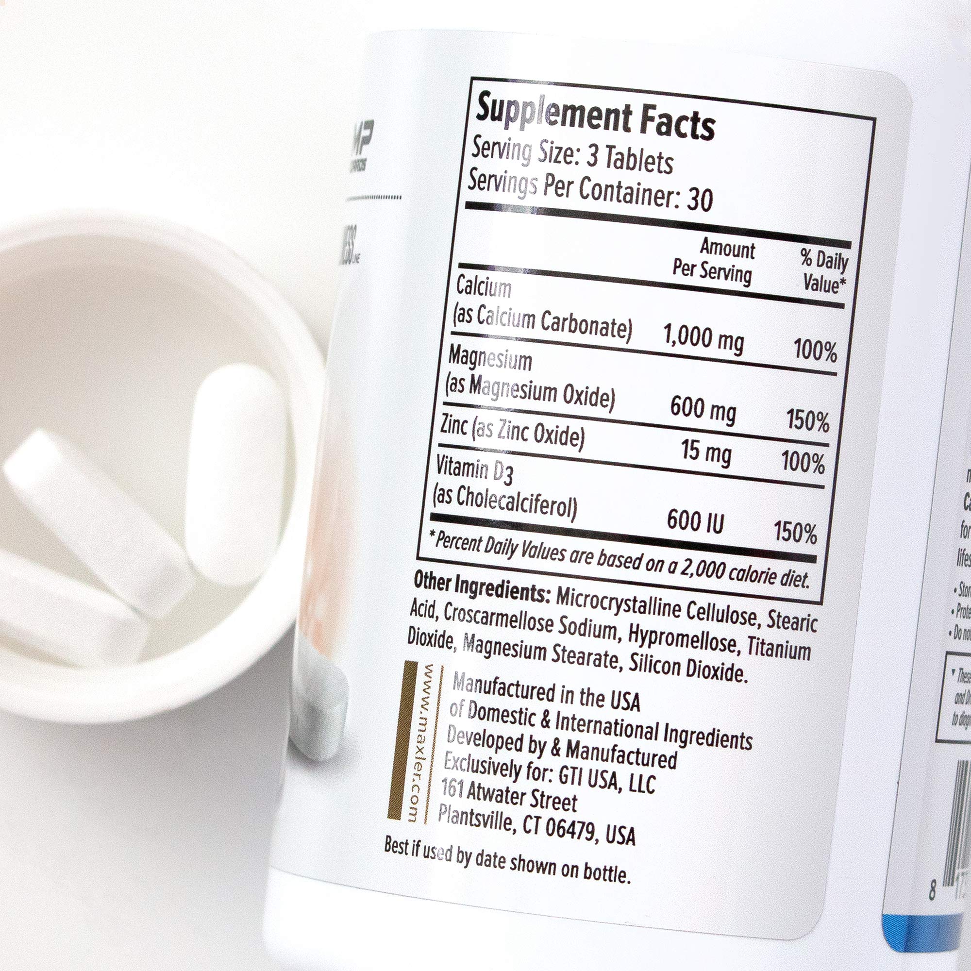 Maxler Calcium Magnesium Zinc Plus Vitamin D3 Essential Minerals