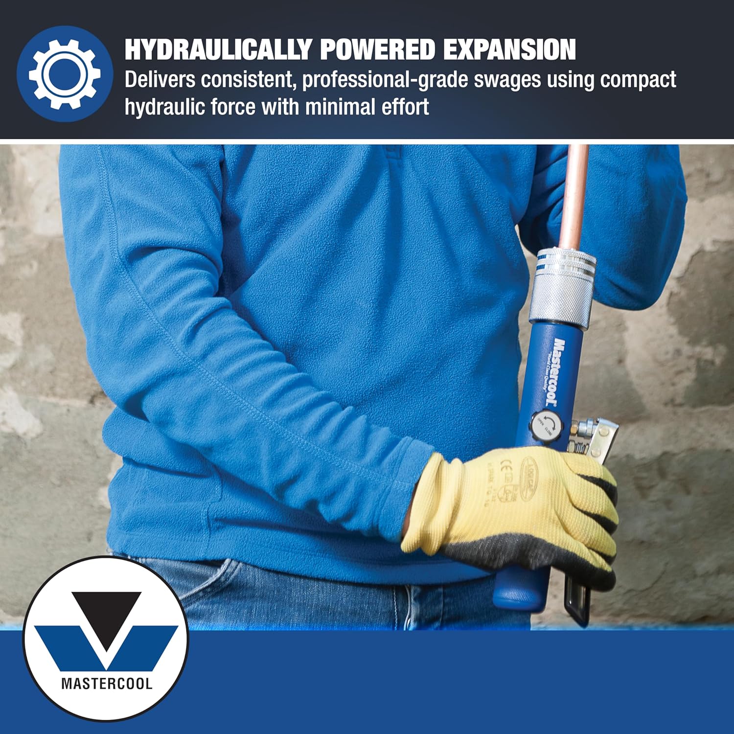 Mastercool 71650-A Hydra-Swage Hydraulic Tube Expander Kit – 10 Head HVAC Expanding Tool – Large Diameter Coverage – Reamer & Case Included