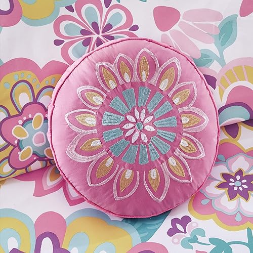 Miniatura 4 de Intelligent Design Camille - Juego de edredón con diseño de flores vibrantes para todas las estaciones, funda a juego, almohada decorativa,