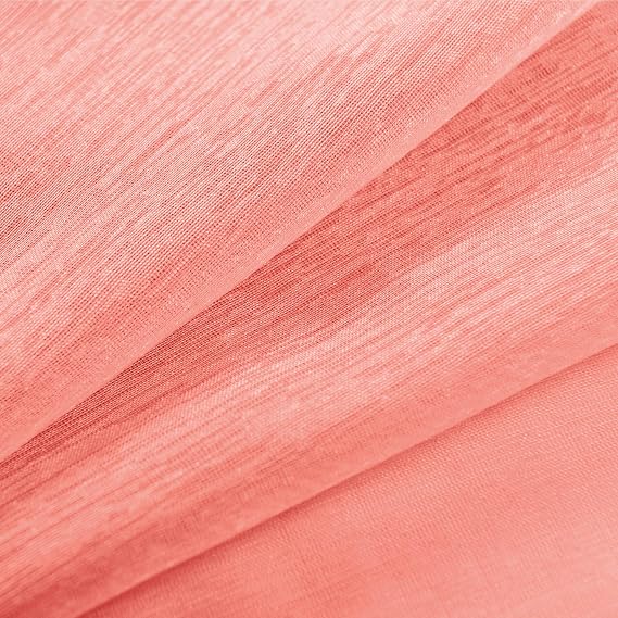 KOUFALL Coral Curtains 63 Inch Length for Girls Bedroom Decor 2 Panels Set Grommet Semi Voile Window Drapes Orange Coral Sheer Curtains for Living Room Kids Nursery Fall Decorations 52x63 Long