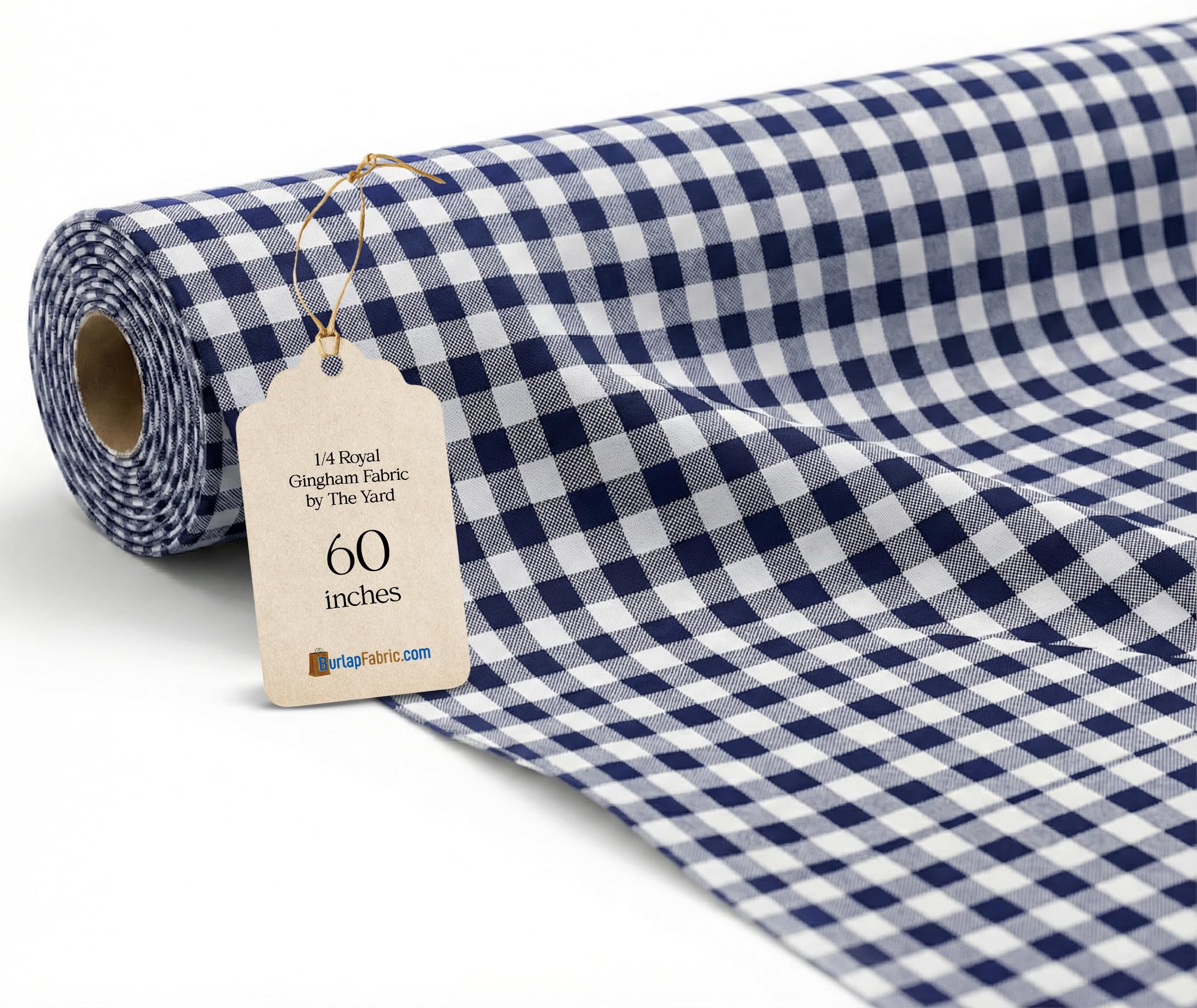 1/4 Inch Royal Gingham Fabric by The Yard – 60" Wide Polyester Cotton Blend, Lightweight Checked Gingham Material for Sewing, Quilting, Crafts, Table Cloth, Clothing, Bags & Home Decor