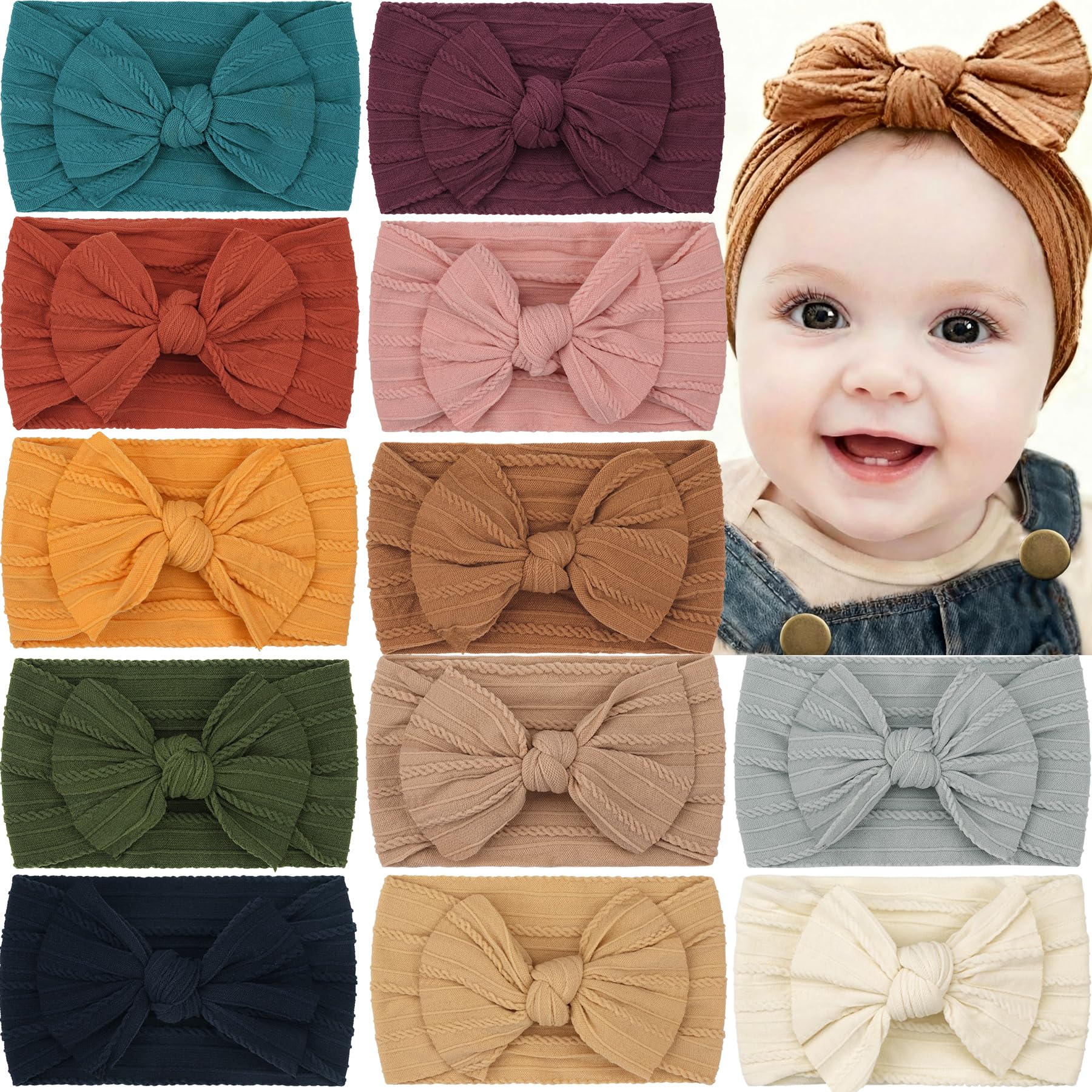 Super Stretchy Soft Knot Headbands with Hair Bows Head Wrap Hair Accessories For Newborn Baby Girls Infant Toddlers Kids