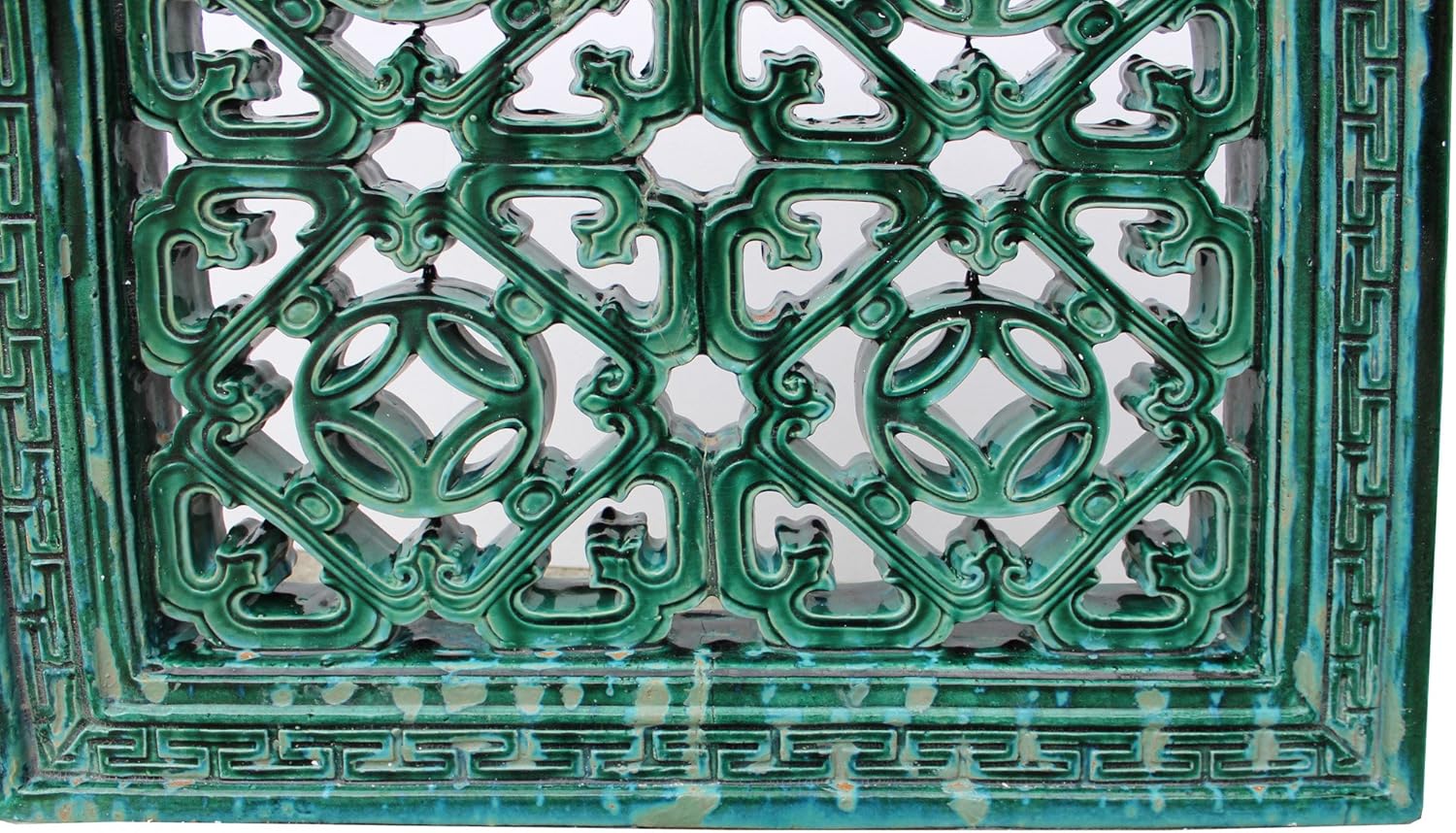 Large Chinese Oriental Green Glaze Square Ru Yi Clay Tile Acs3973