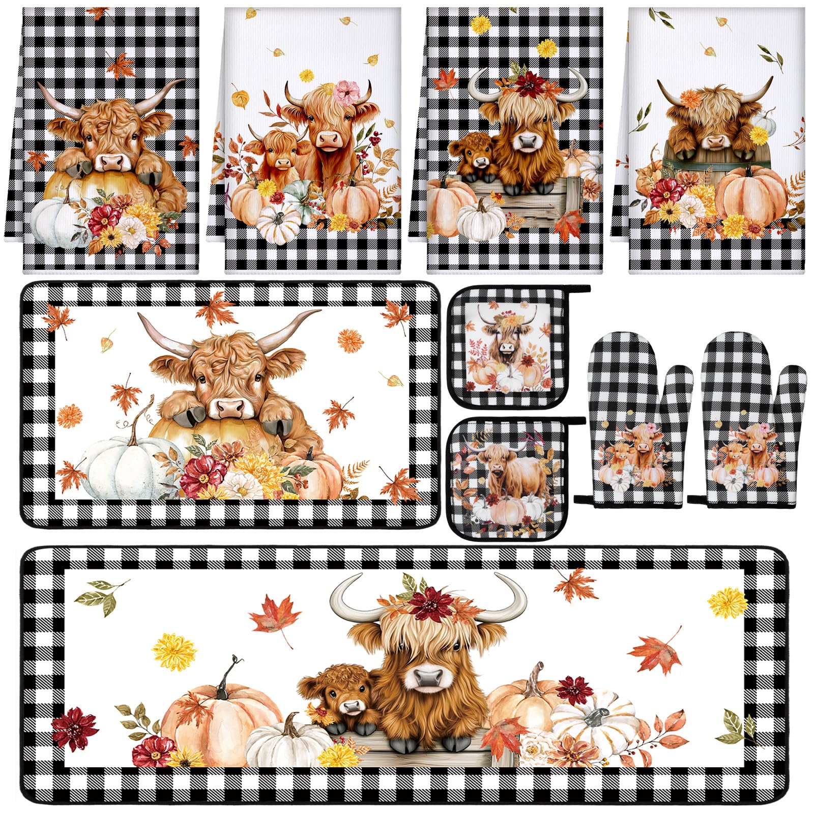 Fall Pumpkin Kitchen Decor Set - 10 Pcs -15