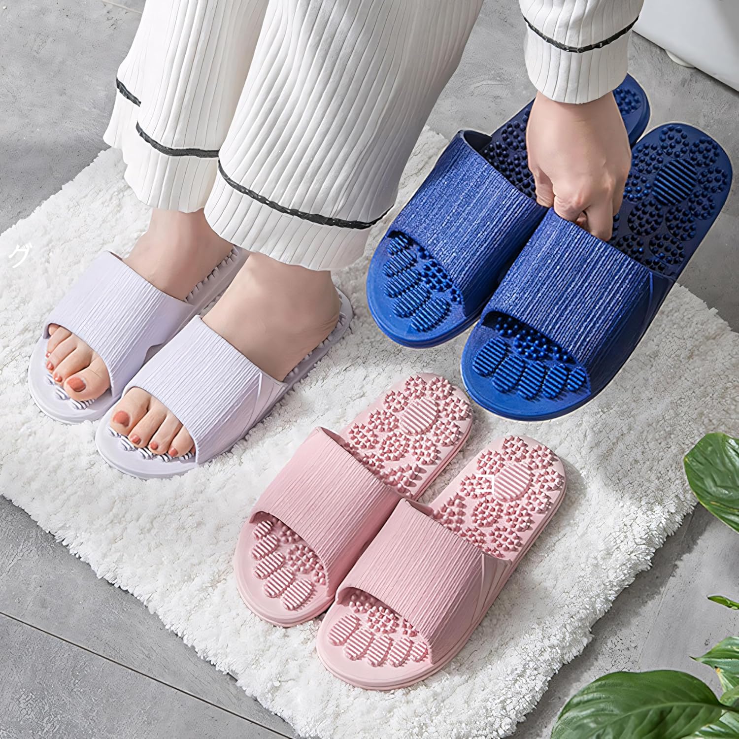 V-shine Acupressure Reflexology Slippers for Foot Acupoint Massage, Shiatsu Arch Pain Relief, Non-Slip Massage Shoes for Bath Shower (Gray, 7.5-8) - Image 7