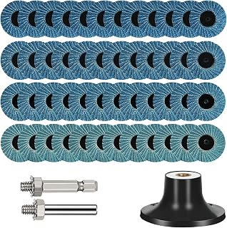 48 Pieces 2 Inch Flap Disc with Disc Pad Holder and 1/4 Inch Shank, 40 60 80 120 Grit Angle Sander Sanding Disc for Die Grinder Surface Strip Grind Polish Burr Finish Rust Paint Removal