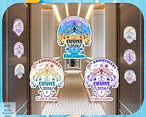 Miniatura 7 de Imán de decoración de puerta de crucero de aniversario, reutilizable, personalizado, 25, 30, 40 aniversario, decoración magnética para puerta de