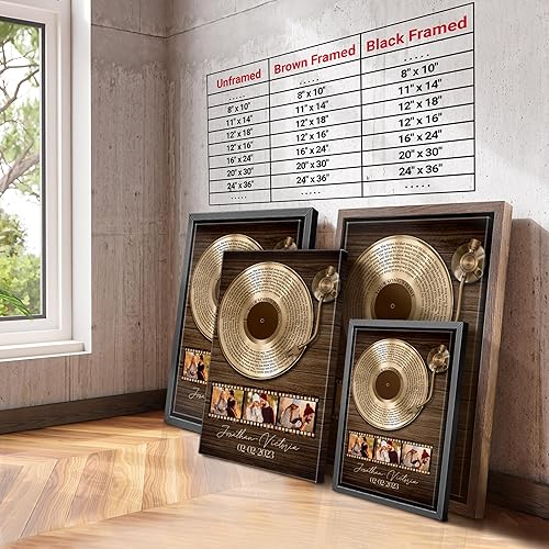 Vista 119 de H-DEWALL Letras de canciones personalizadas, lienzo enmarcado en marrón, música romántica del día de San Valentín, regalo personalizado para marido