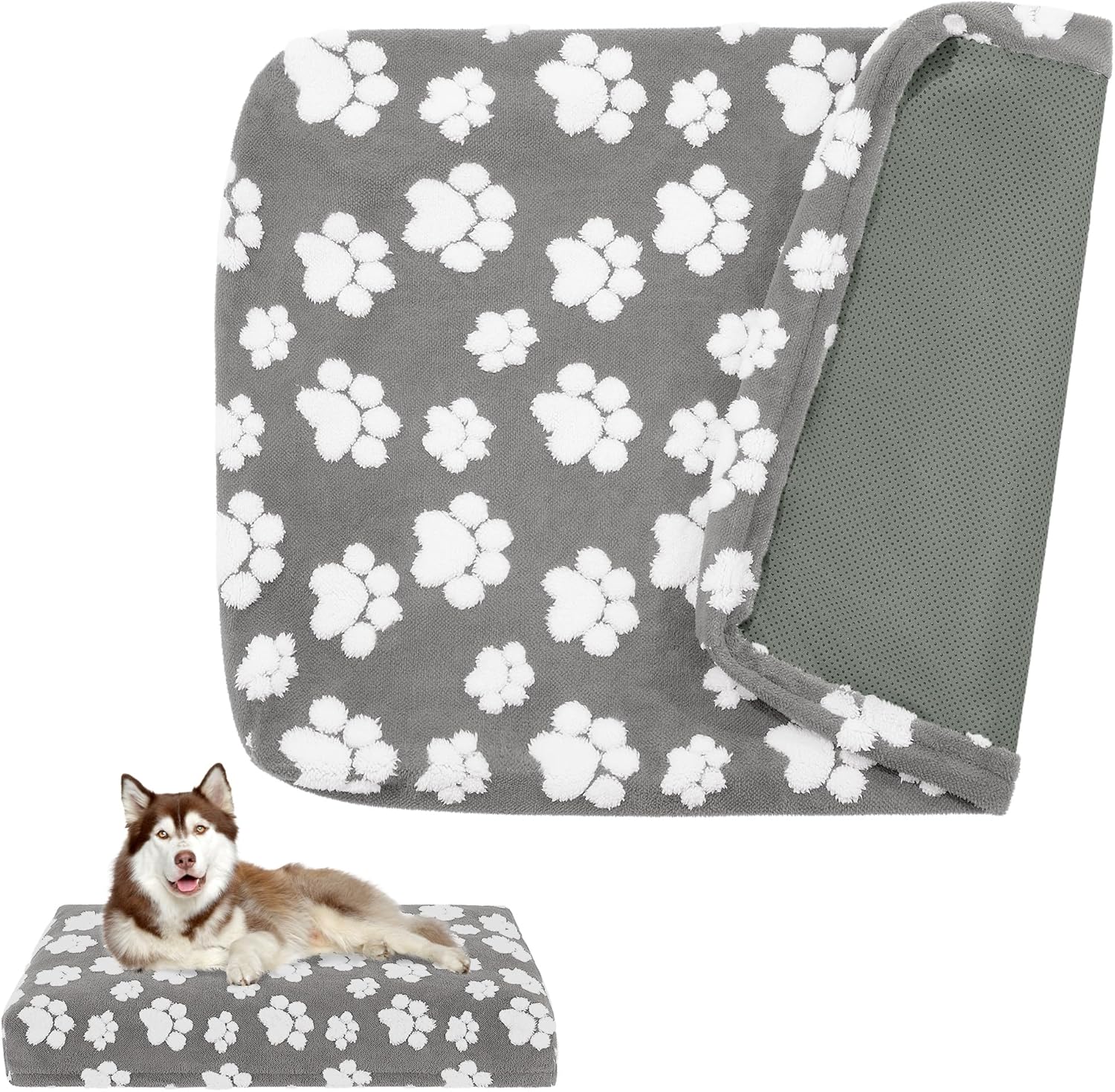 BALAPET Dog Bed Covers,Waterproof Dog Bed Cover Pet Bed Cover with Lovely Dog Paw Print and Double-Sided Usable Design Replacement Machine Washable Pet Hair Easy to Remove,Cover Only(Gray,40*30*4in)