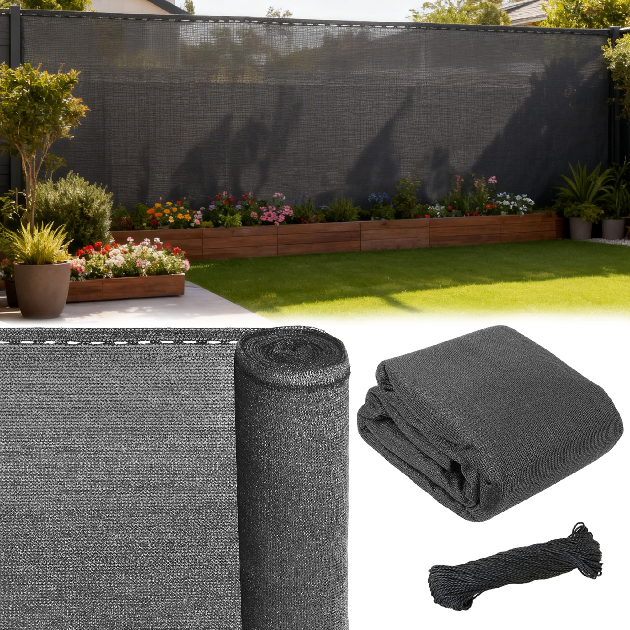 BB Sport Sichtschutz 1.8m x 20m Grey Zaunblende 150 g/m² Schattiernetz Tennisblende inkl. Nylonkordel UV-resistent reißfest windfest 7 Jahre Garantie auf Material*