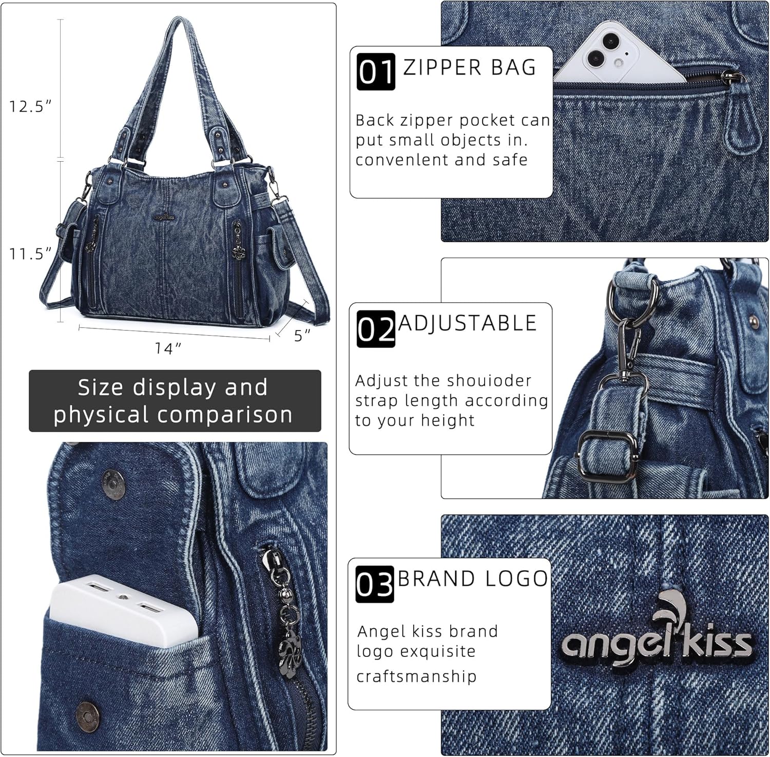 Angel Kiss Handbags for Womens Top-Handle Hobo Purse Roomy Casual Shoulder Bags PU Tote Satchel Purse for Women - Image 6