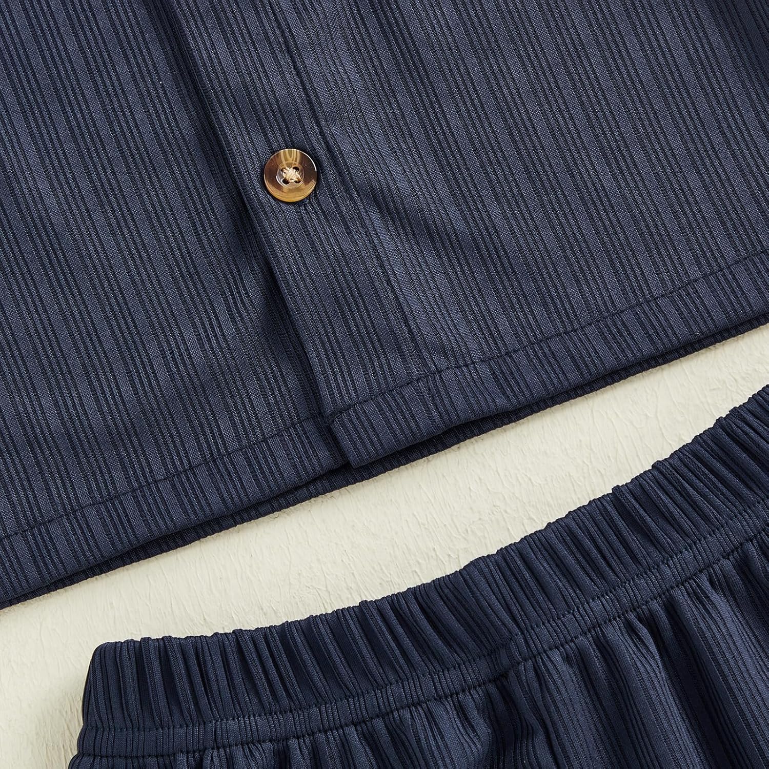 fhutpw Baby Boy Clothes Toddler Infant Leisure Ribbed Button Down Shirt Tops + Shorts Set 2PCS Summer Soft and Smooth Outfit - Image 7