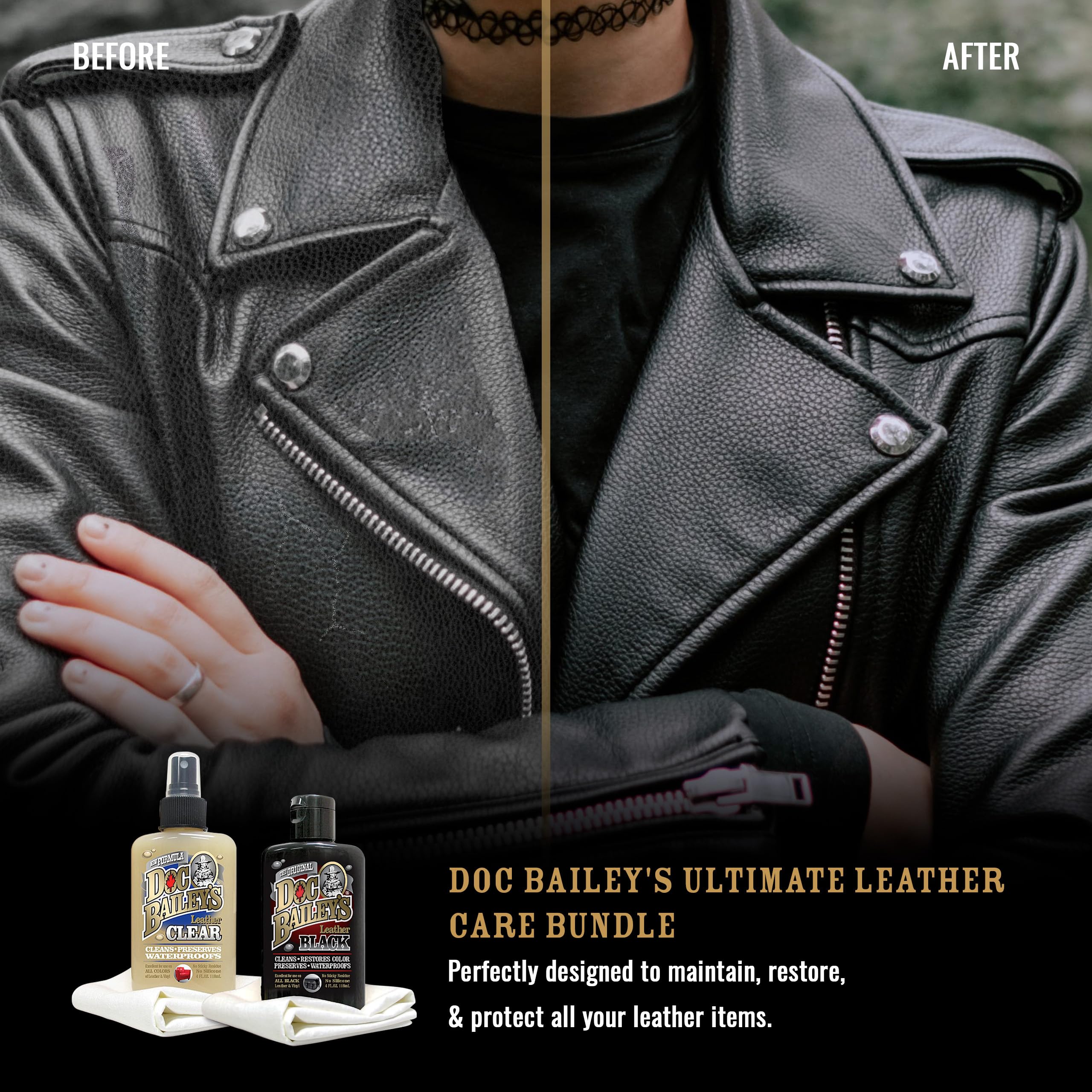 Paquete de limpiador y acondicionador de cuero negro y de color para bolsos, botas, sillines e interior del coche