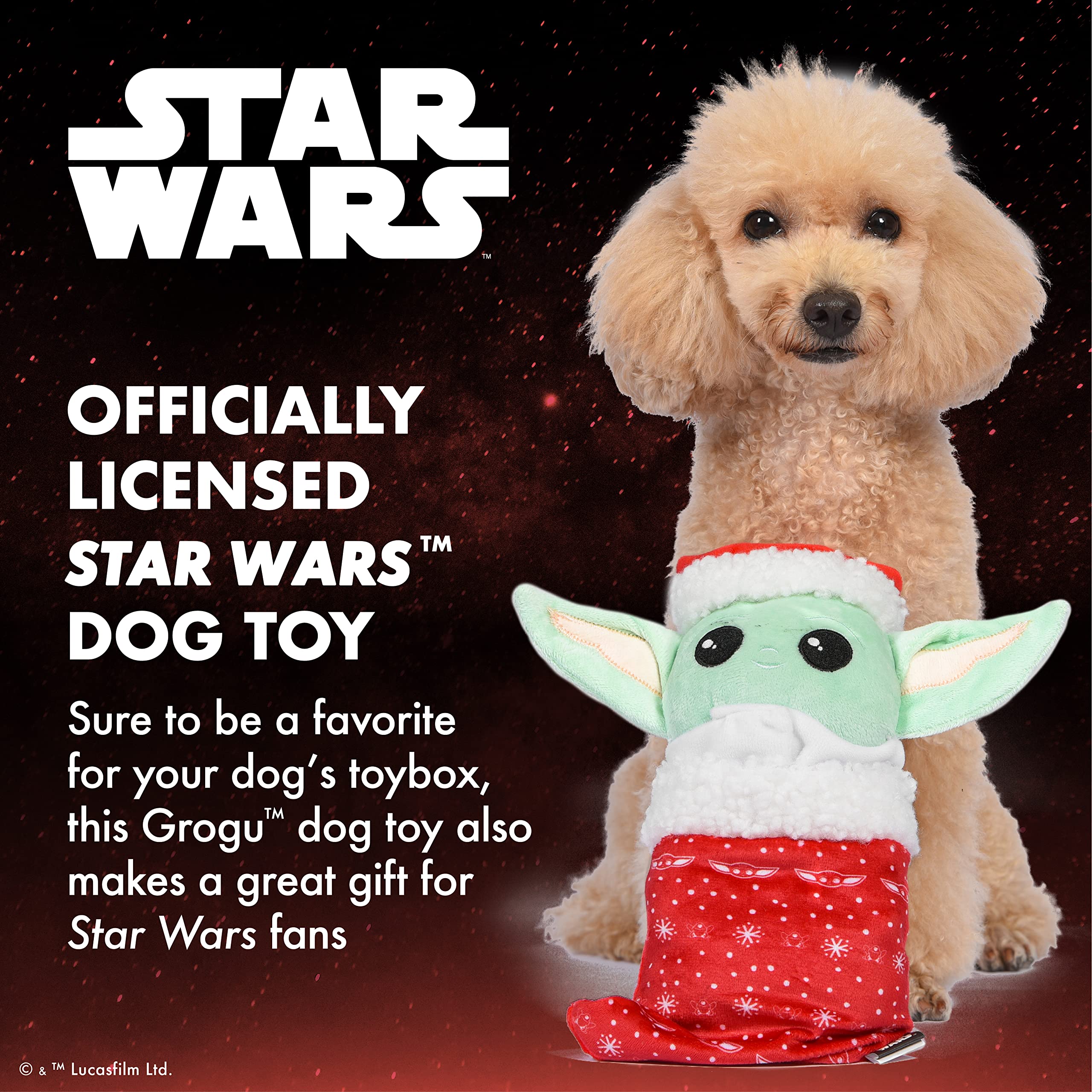 Star Wars Grogu, Figura de Peluche de 10 Pulgadas, Juguete de madriguera de The Mandalorian Holiday Pet Products GROGU, Juguete chirriante para Mascotas para Mascotas (FF24159)
