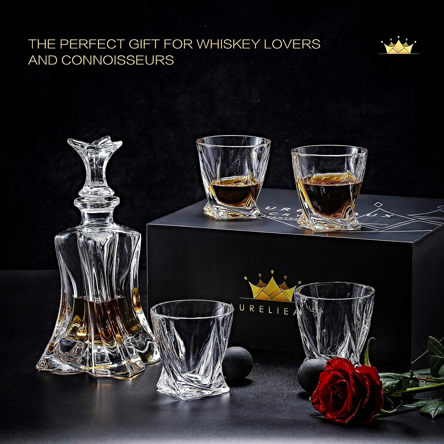 Premium Crystal Decanter and Whiskey Glasses 3 91XARg IN0L. AC SL1500