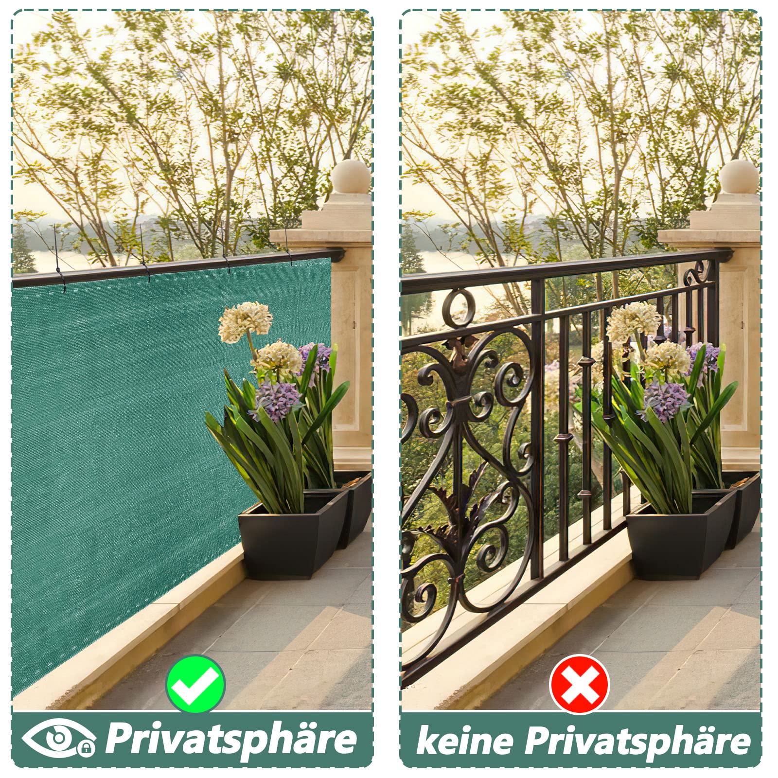 Rete ombreggiante per recinzione, 1,8 x 10 m, 150 g/m², in HDPE, protezione dal vento, dalla polvere, dal sole, in tessuto con fascetta, resistente agli strappi, colore verde