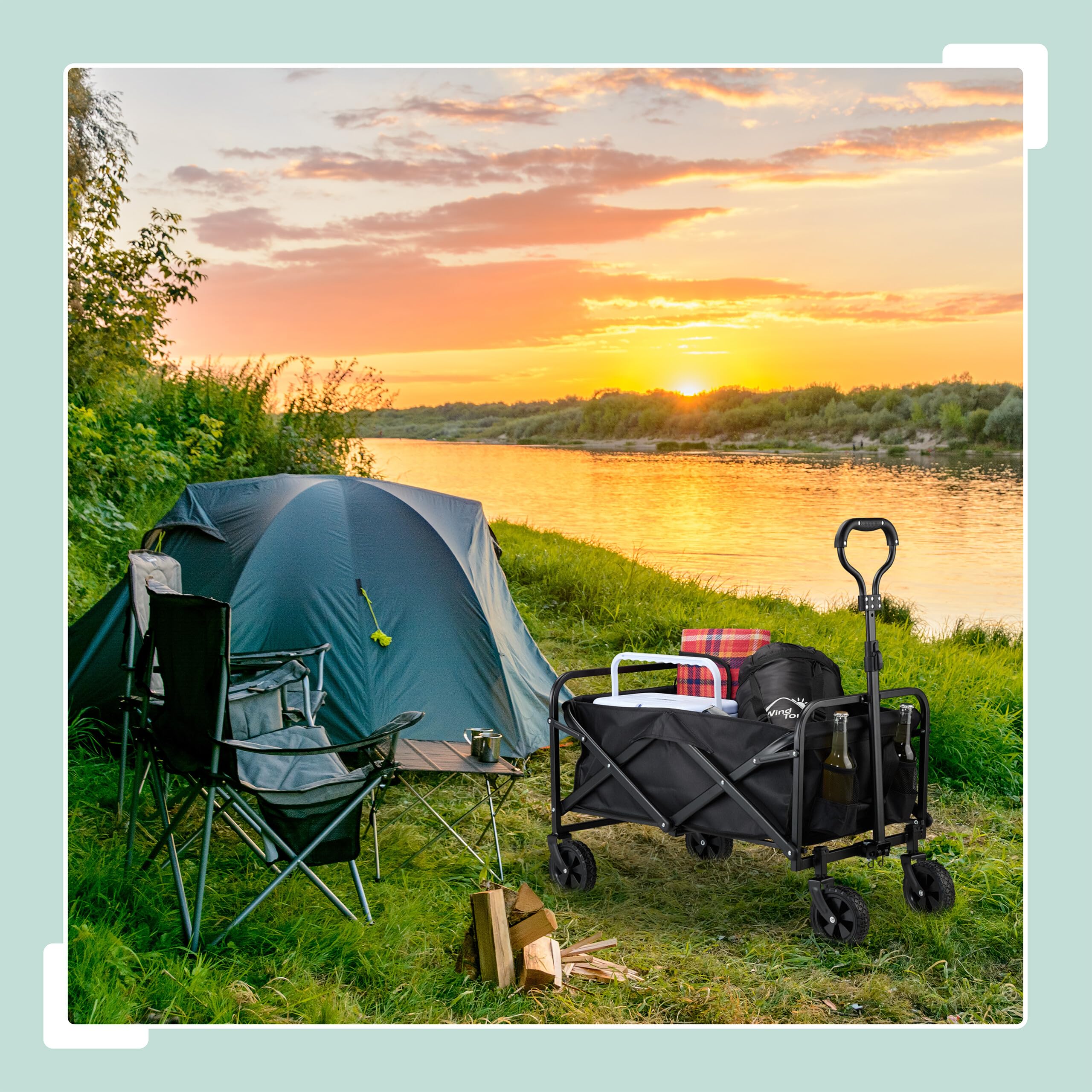 Relaxdays Carretilla Jardín, Plegable, 100 kg, Mango Telescópico, Ruedas Goma, Carro para Comprar, Camping, Playa, Negro