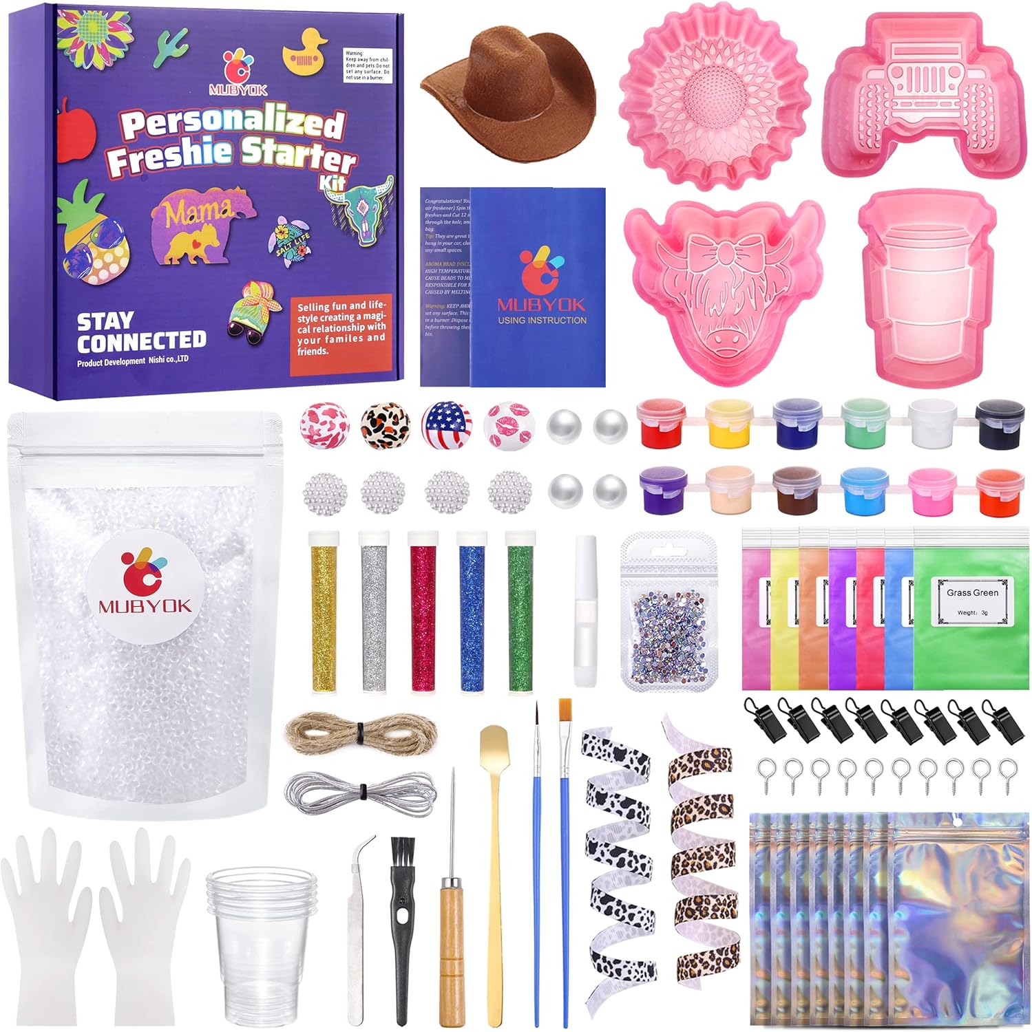 MUBYOK M140 95PCS Car Freshies Supplies Starter kit , DIY Freshie