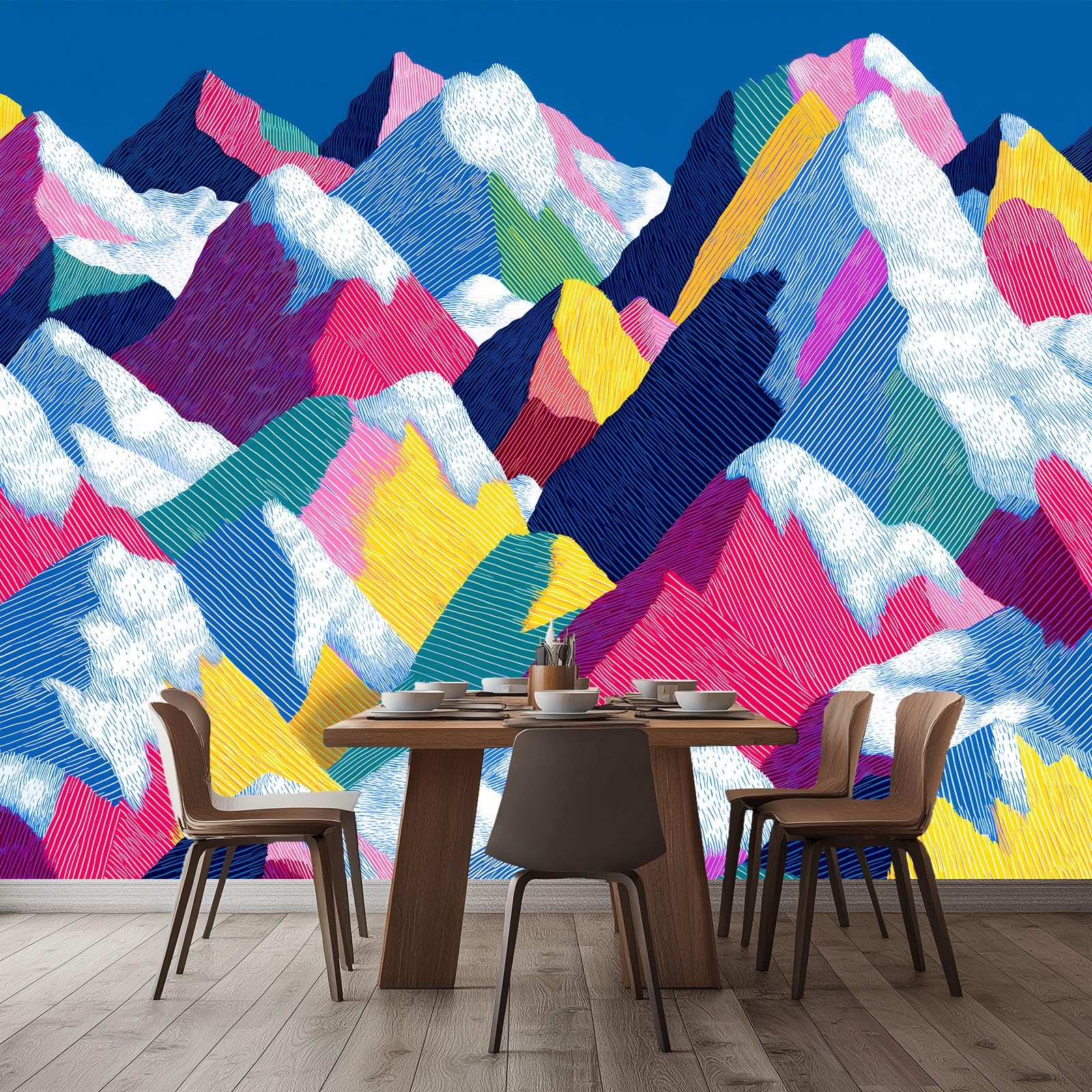 Fototapeta 350 x 256 cm (szer. x wys.), minimalistyczny, geometryczny kształt, góra, efekt 3D, wysokiej jakości nowoczesna dekoracja ścienna, tapeta z włókniny, tapeta ścienna do salonu, sypialni