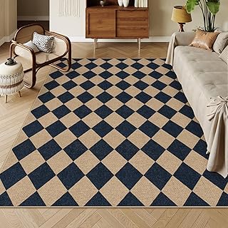 Lahome Checkered Easy Jute Outdoor Rug, Large 6x9 Rug for Living Room Ch...