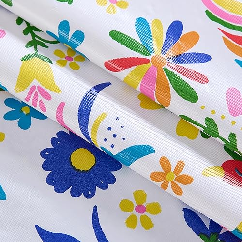 Miniatura 6 de Newbridge Mantel de vinilo con estampado popular de animales con reverso de franela, rectangular de 60 x 84 pulgadas, pájaros otomíes mexicanos,