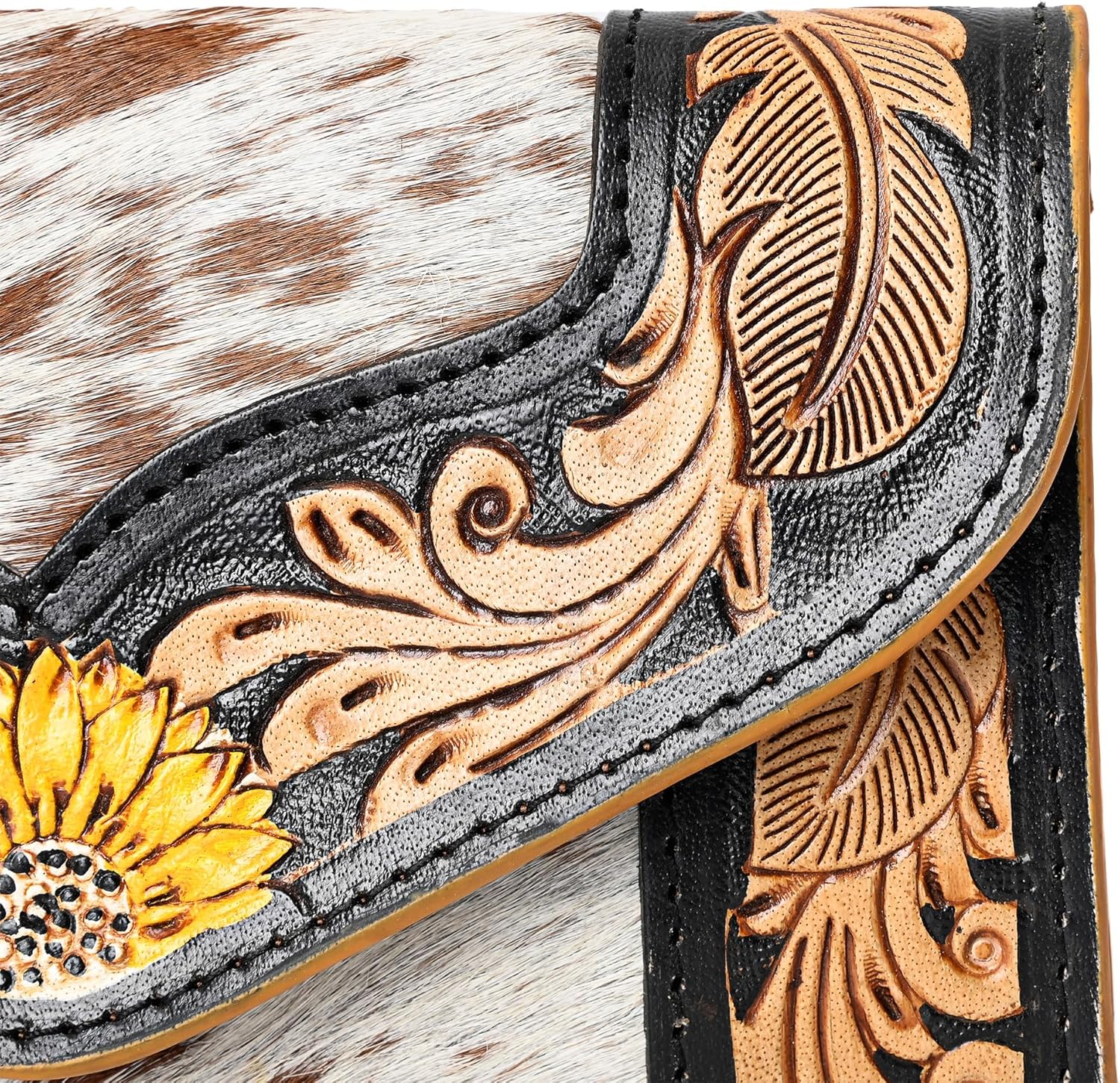 Merbaa Women's Western Leather Rustic Rose Boohoo Buckaroo Trifold Handmade Hand Wallet - Stylish and Functional Cowhide Clutch - Image 3