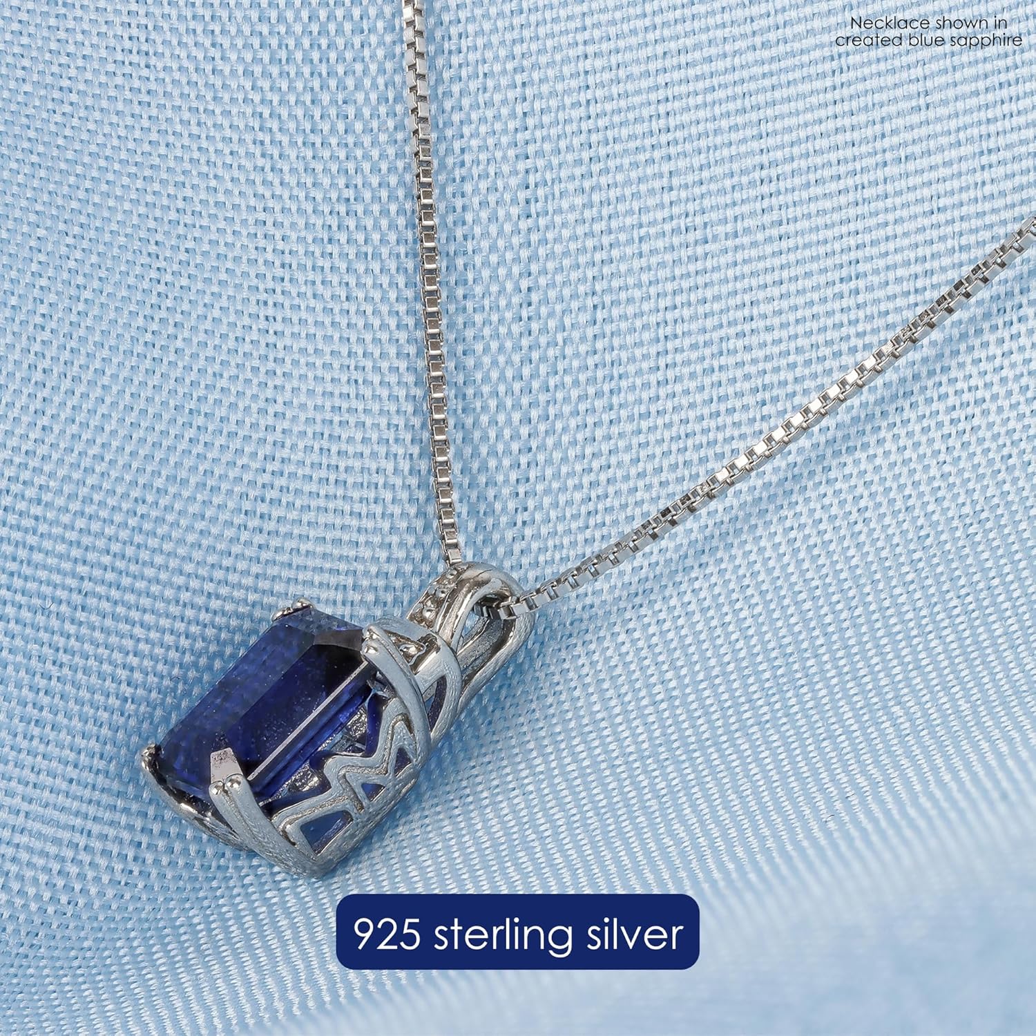 Emerald Cut Birthstone Necklace for Women 925 Sterling Silver Green Emerald Necklace 18 Inch Chain Spring Ring Clasp 8x6mm Gemstone May Emerald Jewelry Pendant Necklace by Nicole Miller Fine Jewelry - Image 2