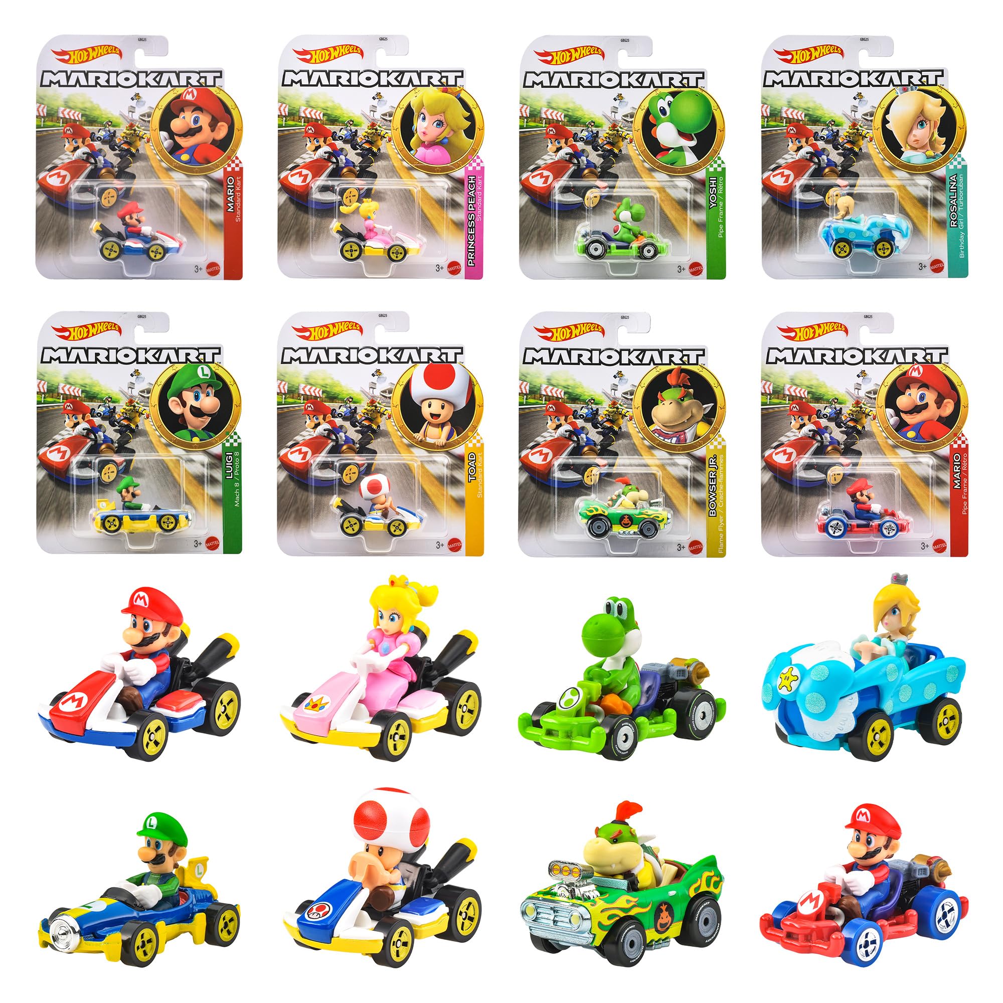 ホットウィール(Hot Wheels) マリオカート アソート 乗り物おもちゃ ミニカー 8台入り BOX販売 3歳から マルチ GBG25-988C