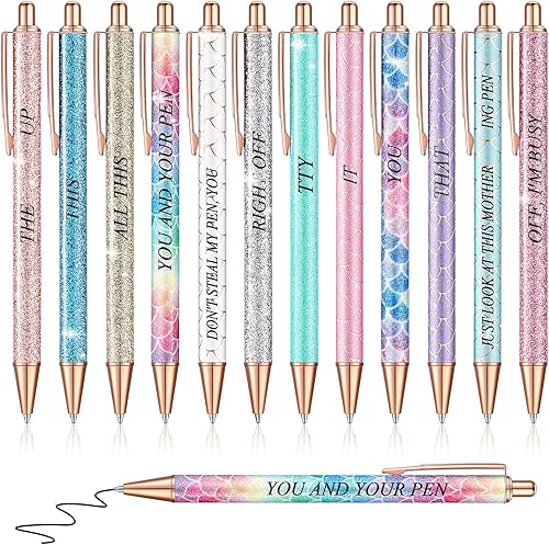 Juego de 12 bolígrafos divertidos con palabras de juramento para adultos, juego de bolígrafos pasivos negativos novedosos, regalo creativo para