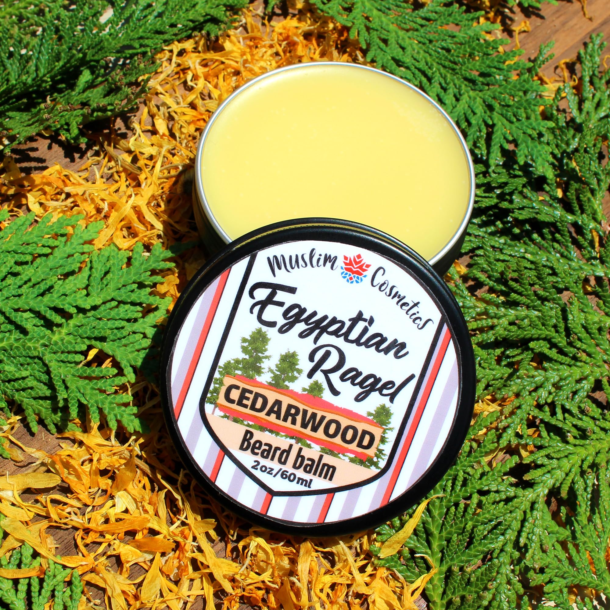 Cedarwood Beard BALM | 100% Natural | Argan oil | Mango Butter | Organic Calendula | Natural Conditioning hair butter || Made in Canada - Muslim Cosmetics - Egyptian Ragel Balm 2oz