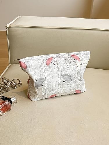 Miniatura 7 de The Summer Swan Bolsa de maquillaje estética grande  Bolsa de maquillaje floral  Embrague de medio día  Bolsa de kit de período  Bolsa de higiene