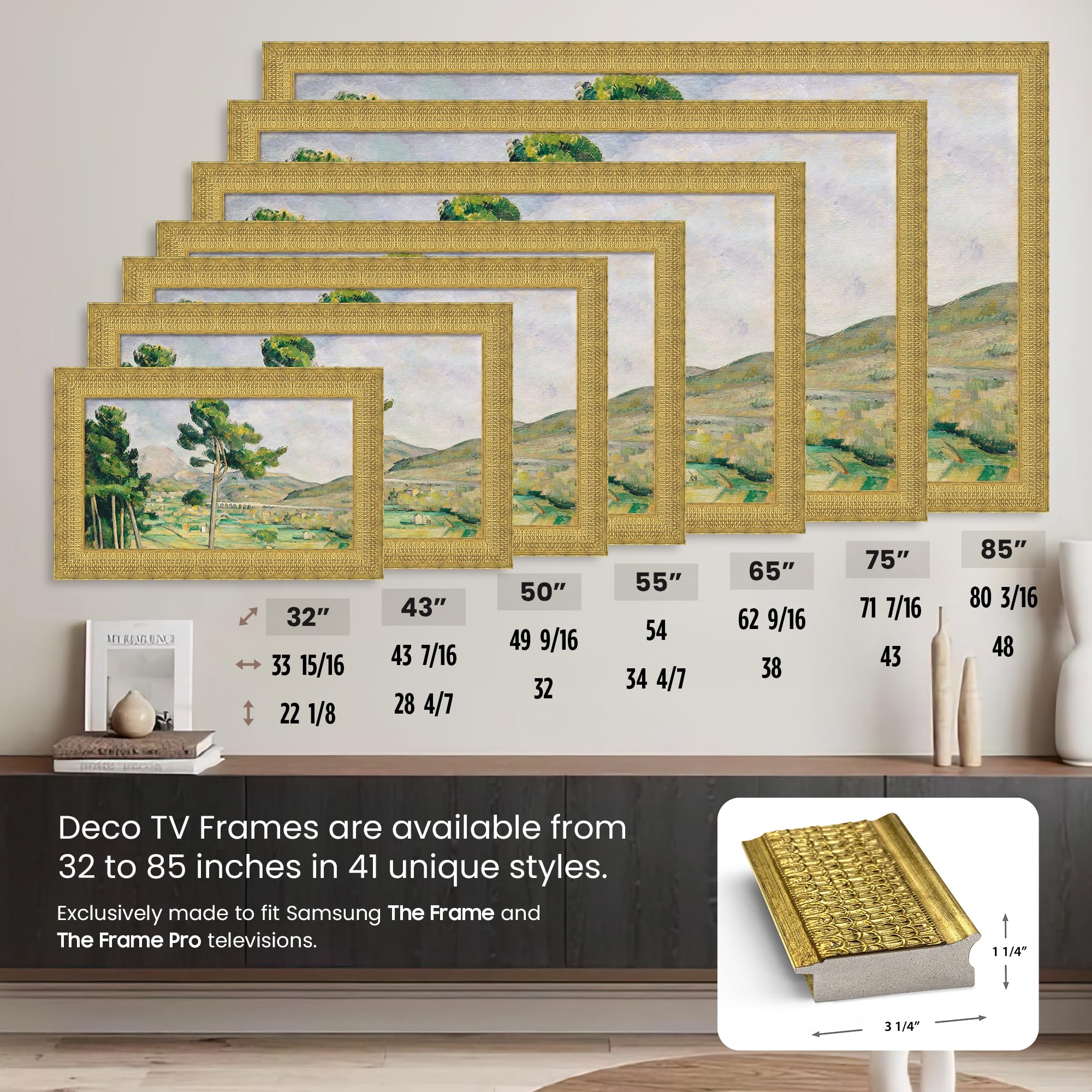 Amazon.com: Frame My TV Deco TV Frames - Gatsby Gold Smart
