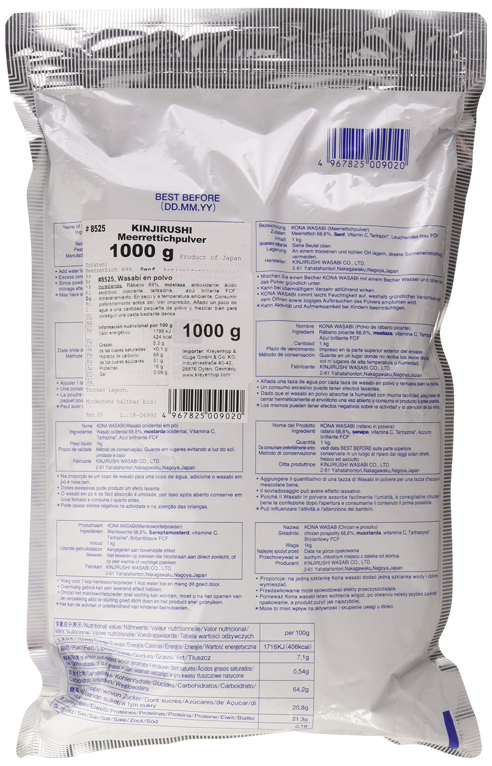 Kinjirushi, Waabi en polvo - 10 de 1000 gr. (Total 10000 gr.)