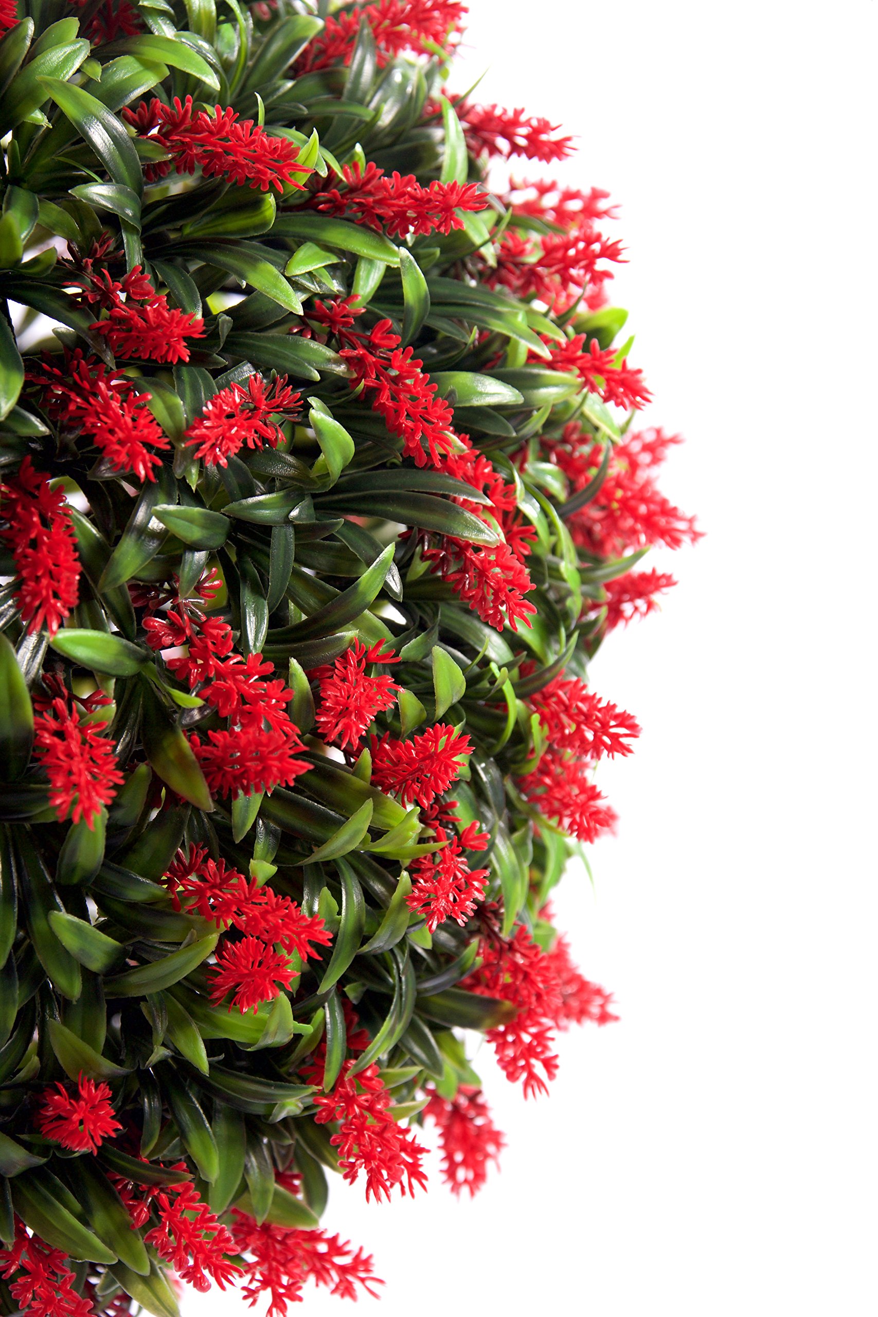 2 Meilleur Artificial (TM) 40cm Lush Red Long Leaf Lavande Pendentif Flower Balls Topiary Grass ** UV Fade Protected **