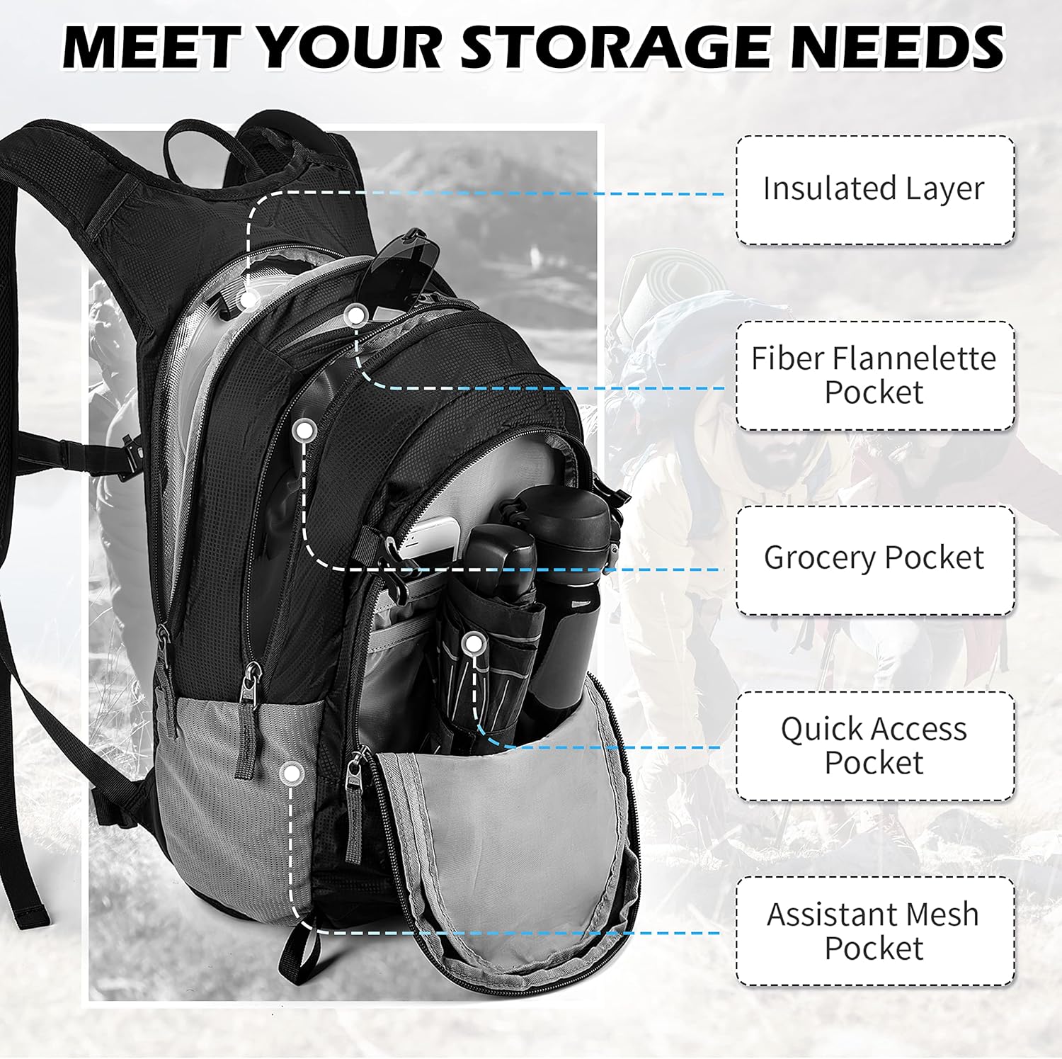 Miracol Hydration Backpack with 2.5L Water Bladder, Insulated Water Backpack Hydration Pack for Hiking Biking Cycling Skiing for Men Women Kids