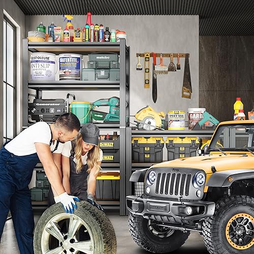 Miniatura 2 de Estantería de garaje de 72 pulgadas de alto, 35.43 pulgadas de ancho, estantería de 5 niveles de fácil montaje, estante ajustable de alta