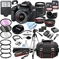 Vista 1 de Canon Cámara DSLR EOS 2000D (Rebel T7) con lente de zoom EF-S de 0.709-2.165 in F/3.5-5.6 + memoria de 128 GB + estuche + trípode + filtros