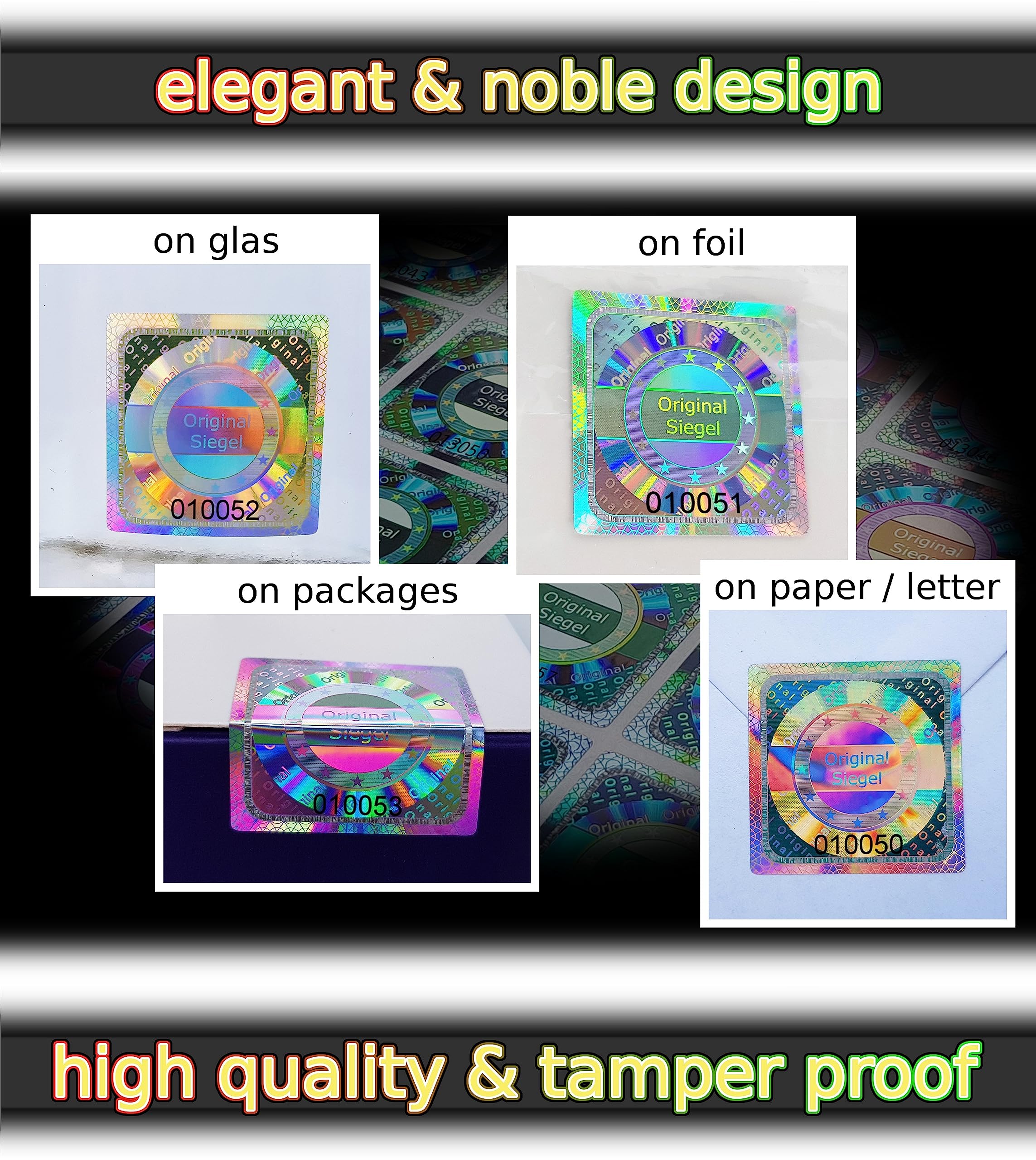 500 pieces - 3D hologram original seal 25 mm silver shiny