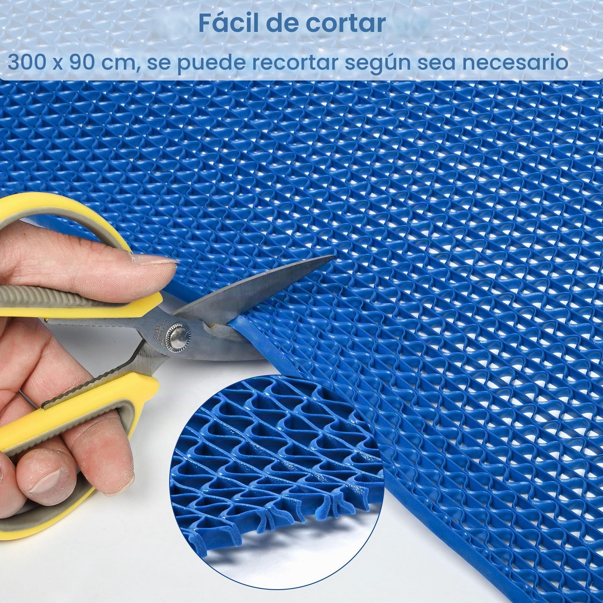 MYOYAY Alfombrilla de ducha de PVC con drenaje de 300 x 90 cm, antideslizante, para sauna, baño, antideslizante, 5,5 mm de grosor, comercial, para piscina, cocina, balcón