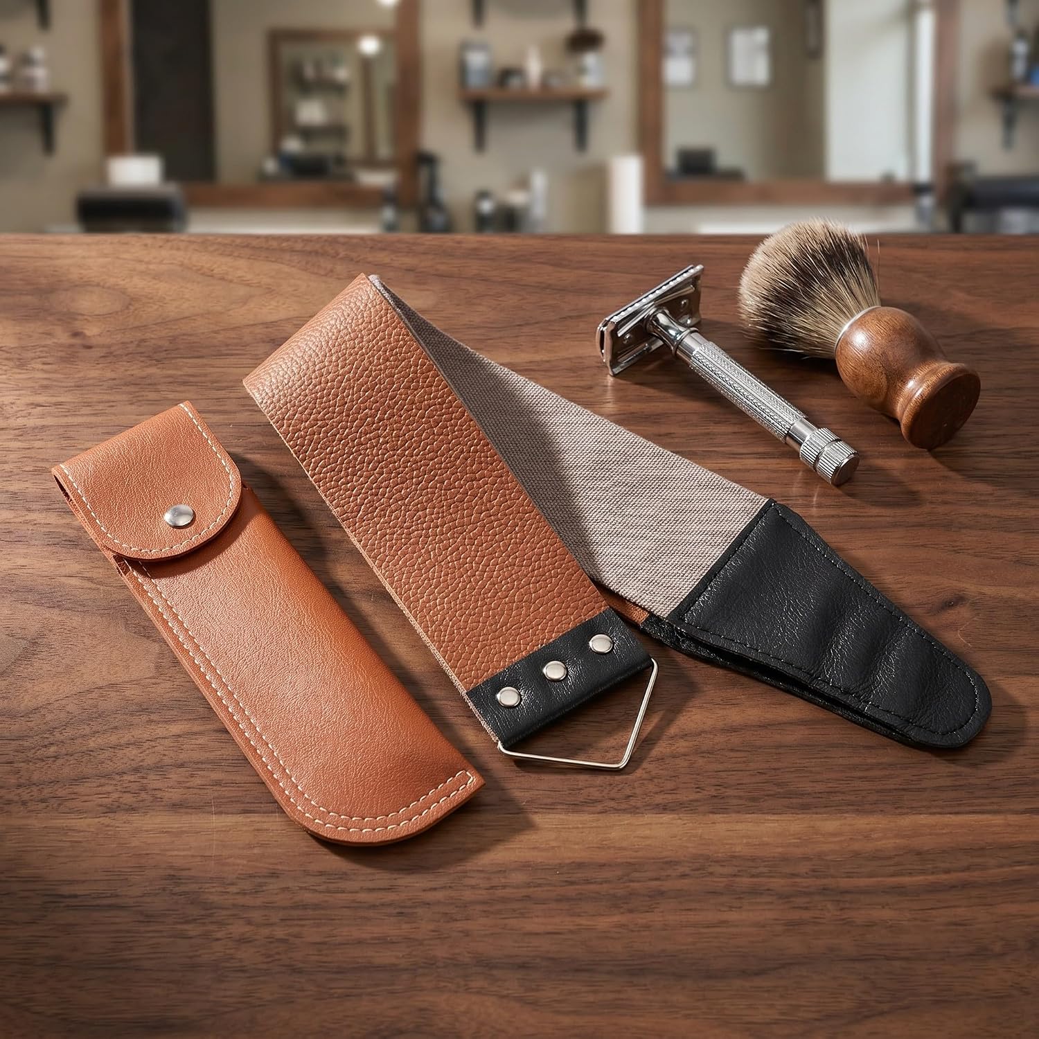 Artibetter Professional Razor Strop, Dual Layer PU Leather Strop Belt for Blade Honing Shaving, Barber Straight Sharpening Strap for Razor