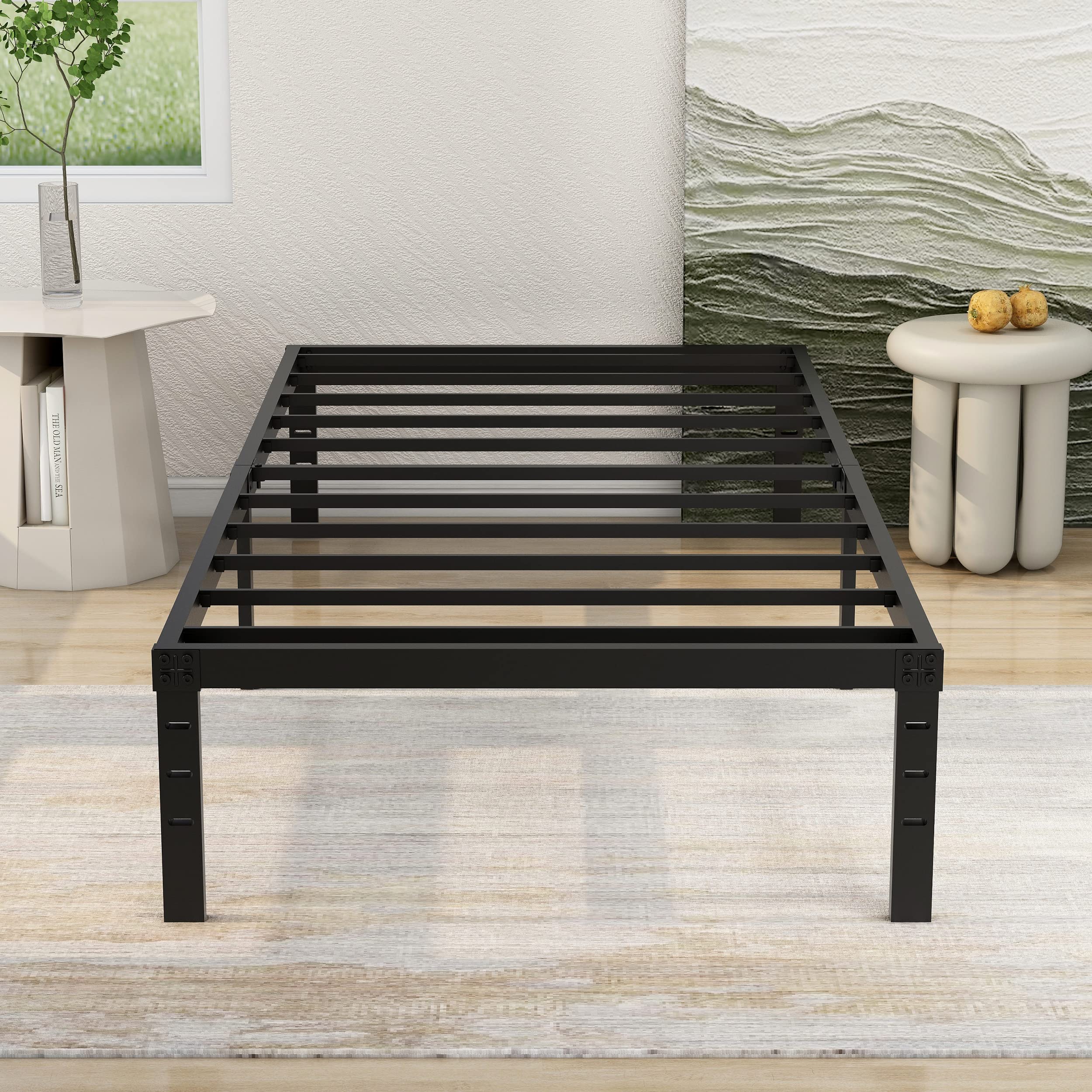 Nightell 14 Inches Twin XL Platform Bed Frame,Heavy Duty Steel Slat Support,Noise Free No Box Spring Needed,Easy Assembly Black