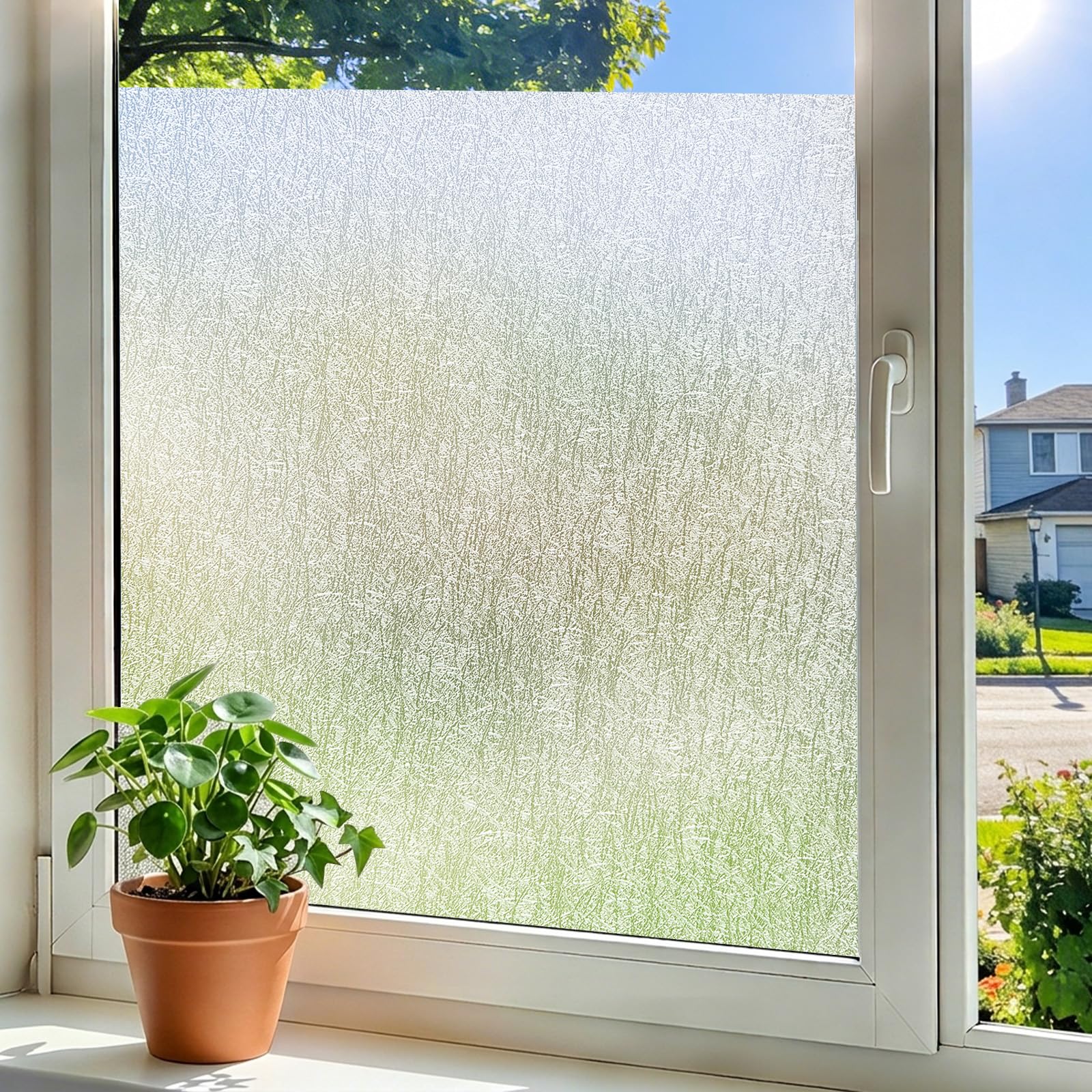 Beautysaid White Frosted Window Film Privacy Static Cling 60 x 200cm,