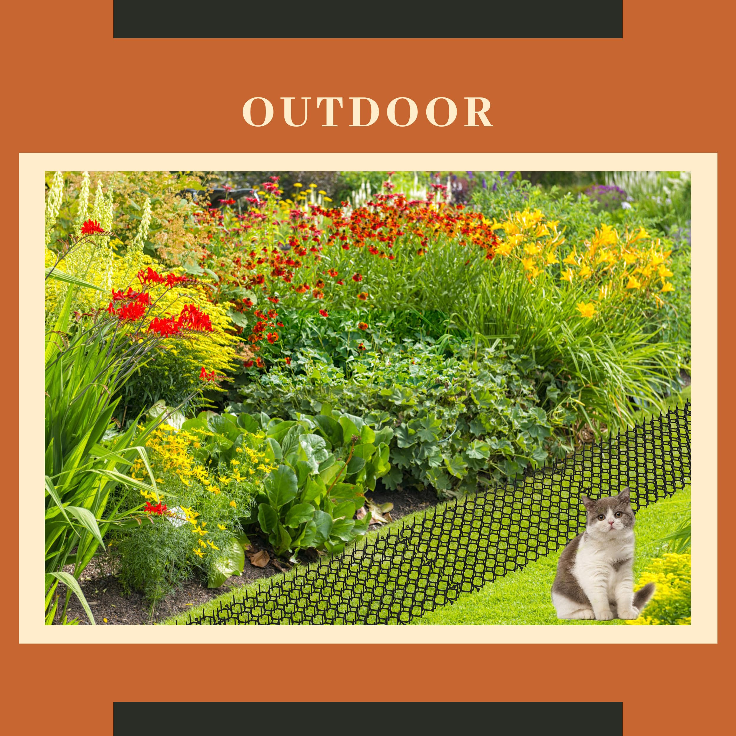 Hmyomina 40,6 x 20,3 cm Scat Matte für Katzen, 10 Pack Cat Scat Mat mit Spikes - Abschreckungsmatte für Katzen und Hunde - Katzenschreck Outdoor & Indoor
