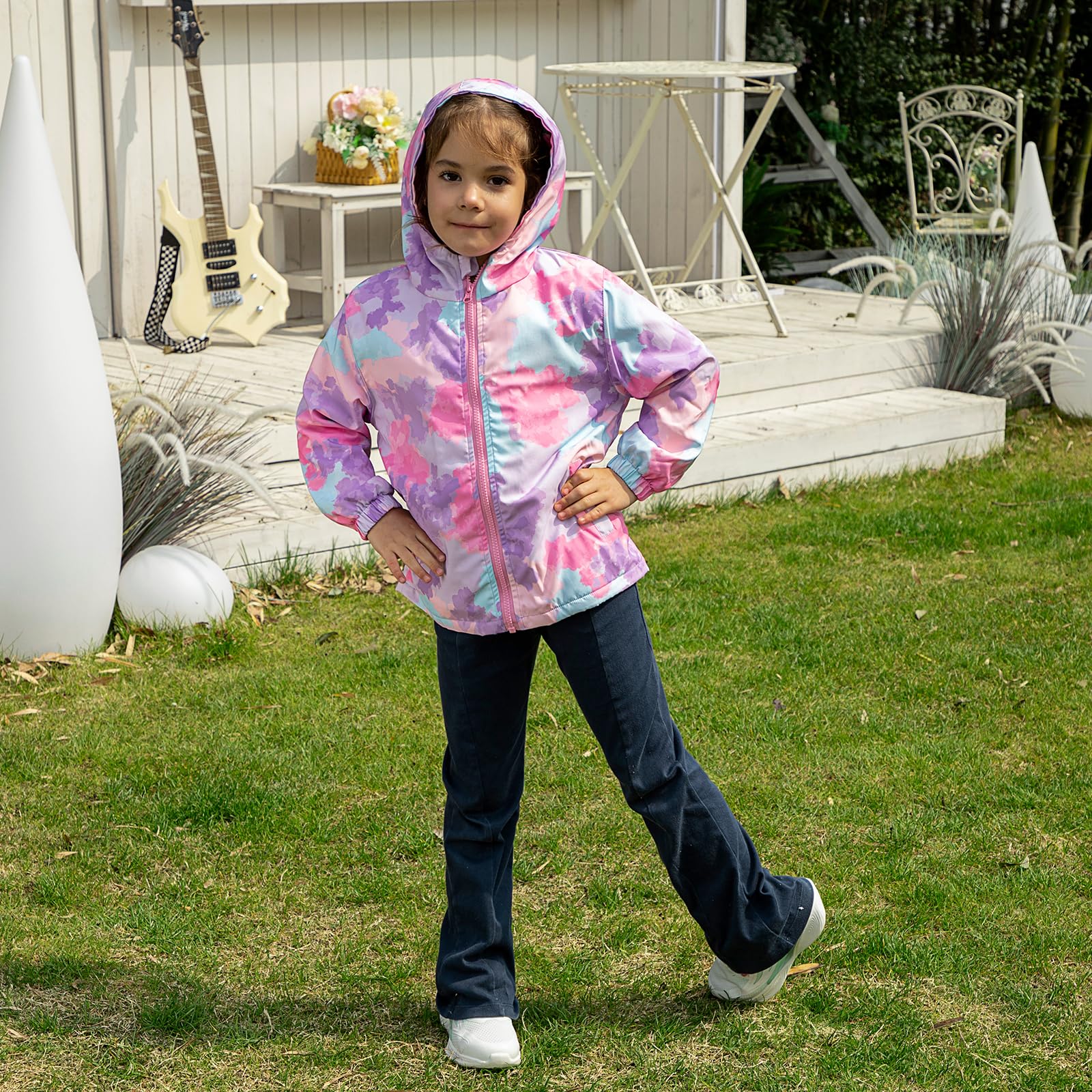LACOFIA Veste Imperméable Enfant Filles avec Doublure Polaire Veste Chaud Coupe Vent à Capuche Blouson de Pluie Automne/Hiver pour Enfant 3~12 ans