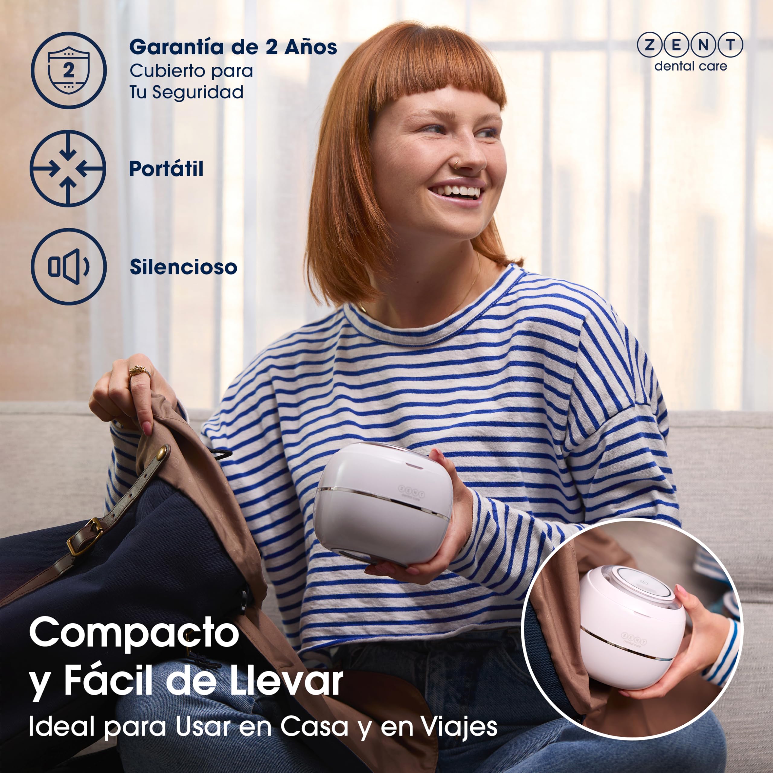 ZENT Ultrasonic Cleaner 42 kHz Limpiador ultrasonidos dental compacto, Desinfección con lámpara UV, para Prótesis dentales Joyas Alineadores ortodónticos plata, Limpieza rápida - solo 5 minutos, 0.2l