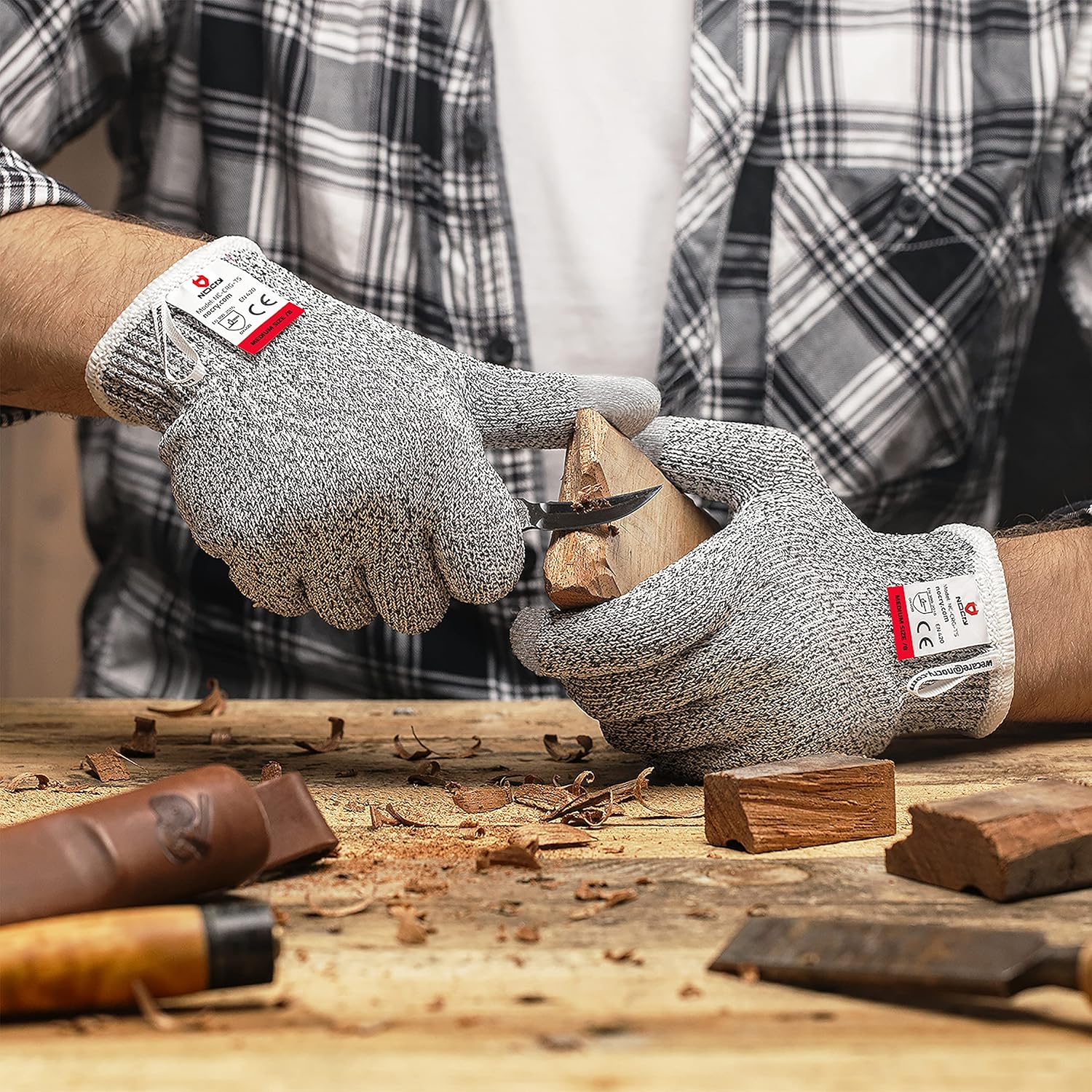 NoCry Cut Resistant Gloves with 3 Touchscreen Capable Fingers; Food Grade, Ambidextrous with Level 5 Protection and Superior Grip for Cooking and Work; Machine Washable; Size Medium. Complimentary Ebook Included - - 