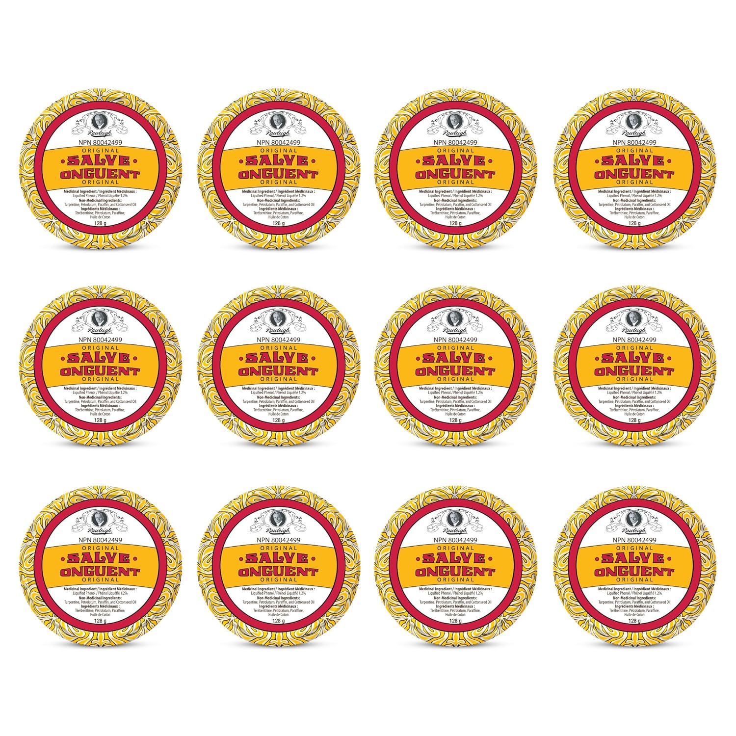 Rawleigh Antiseptic Salve Iconic Yellow Big Tin 4 5 oz Multi-Purpose Ointment Soothes Cuts Bruises Irritations with Turpentine