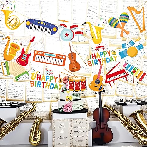 Miniatura 6 de 3 pancartas de instrumentos musicales para decoración de fiesta de música, instrumentos musicales, guirnaldas para fiesta de cumpleaños temática