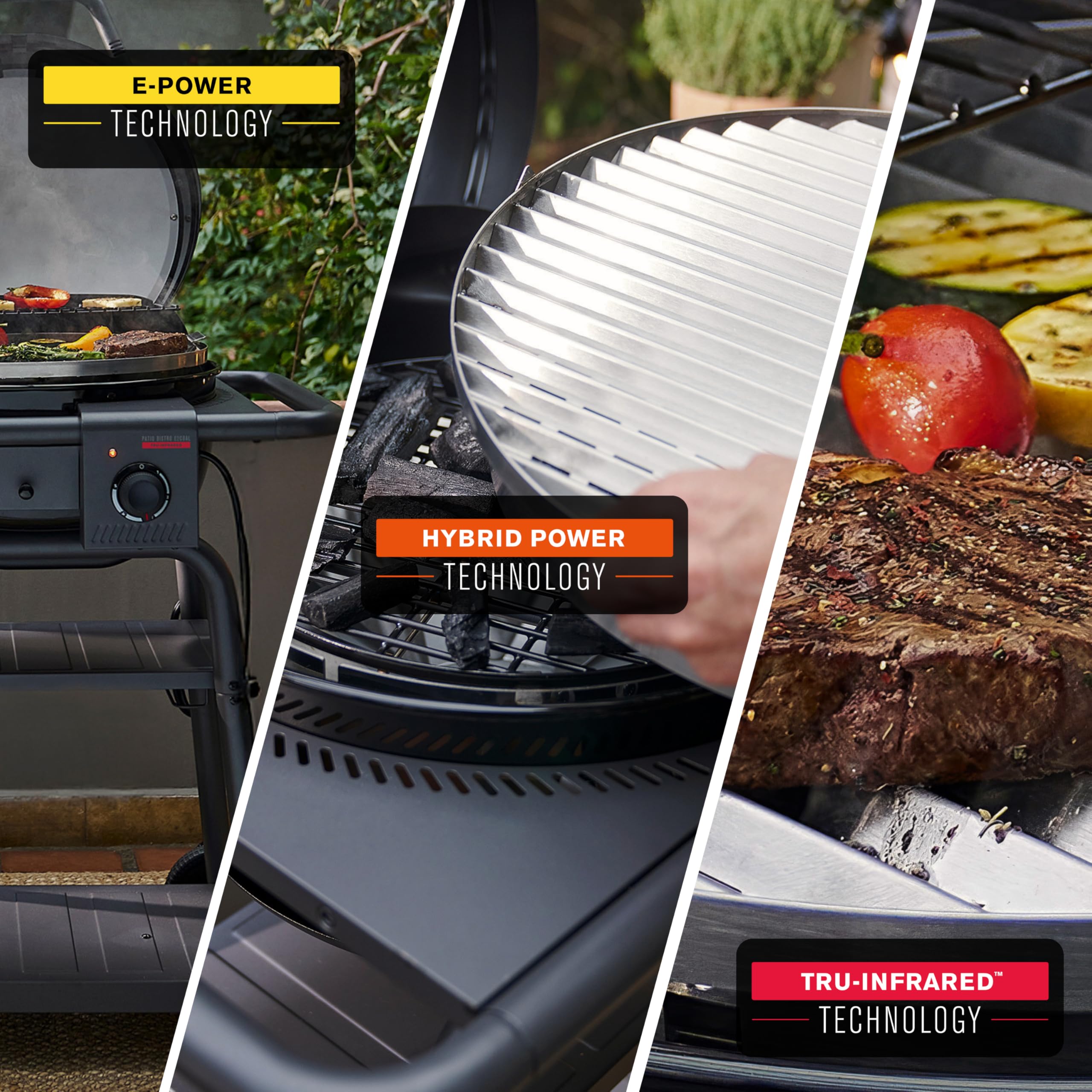 Char-Broil Elektrogrill Patio Bistro E2Coal | Hybrid Holzkohle-Modus, TRU-Infrared, bis 370 °C
