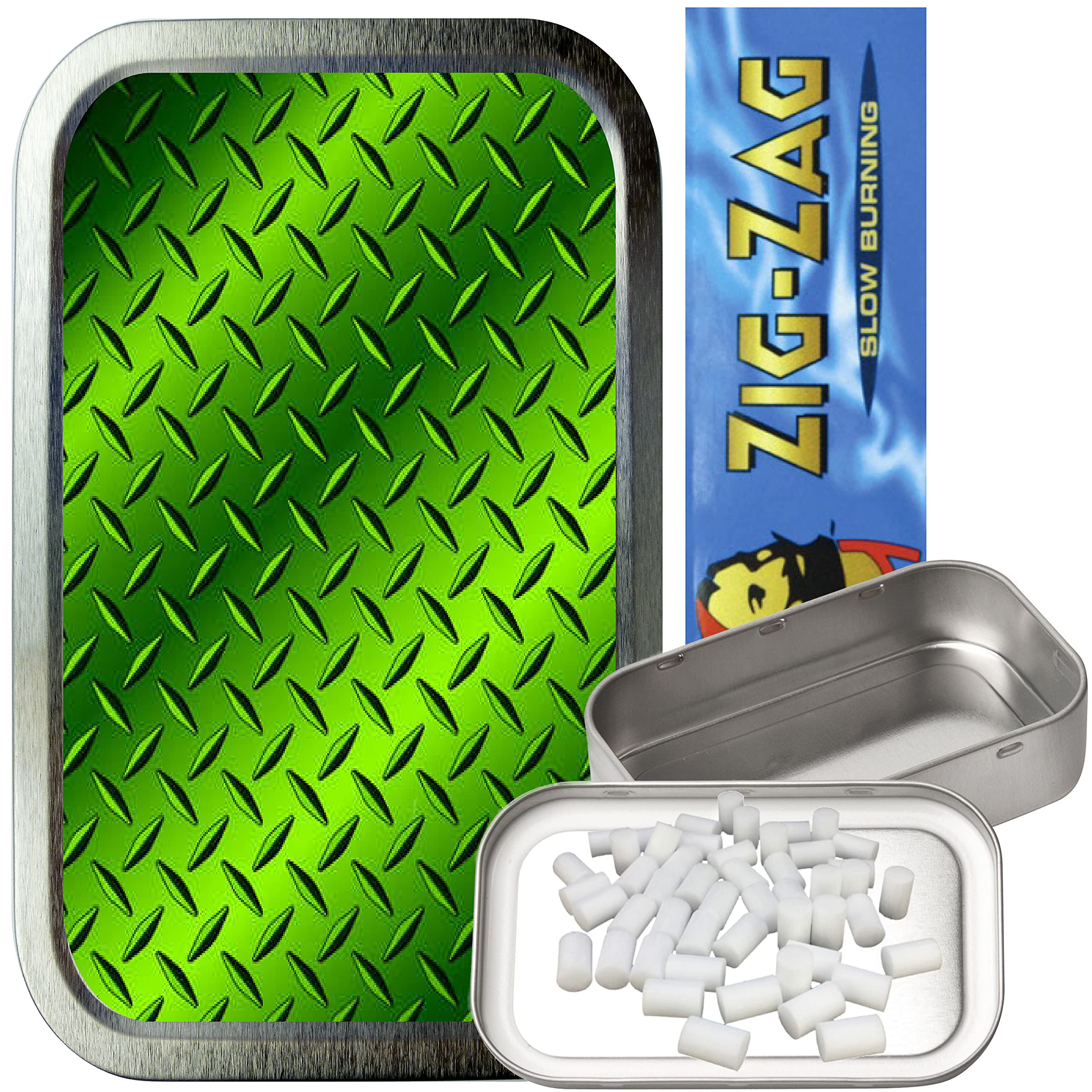 TEEZ Green metal plate 1oz silver tobacco tin